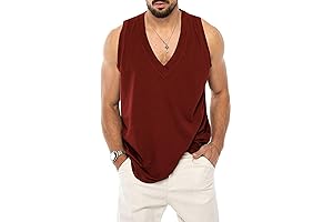 elselect Men's Sleeveless V-Neck Tee Shirts