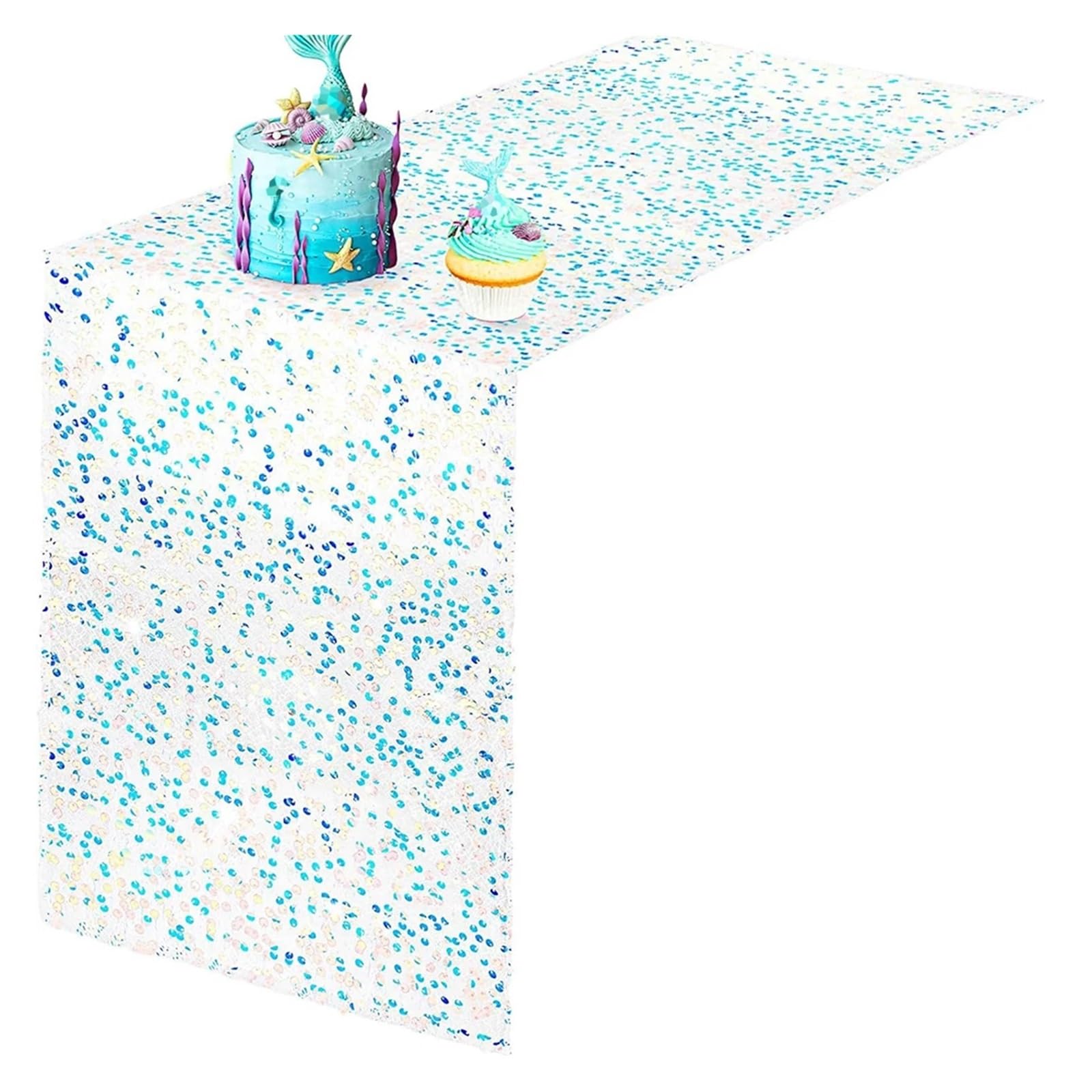 Enmrfvkz Wit Glitter Gauze Table Runner, Glitter Gauze Sequin Table Runner Multicolor 30X183/275Cm 3Pcs