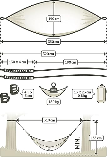 Miniatura 7 de LA SIESTA Colibri 3.0 hamaca al aire libre y correas de árbol - Camping para exteriores, senderismo, viajes, mochilero - Hamaca portátil de nailon