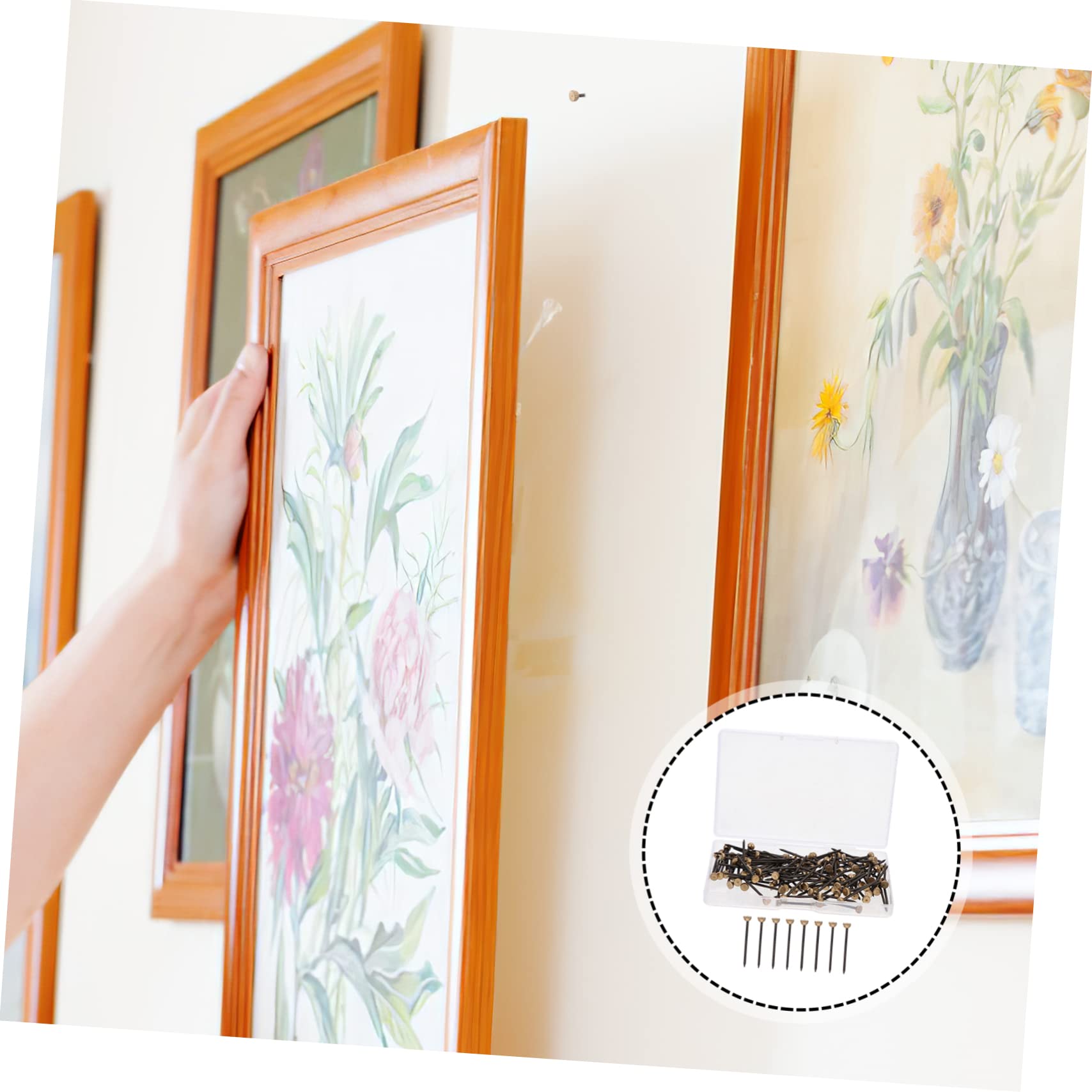 DOITOOL 360pezzi Chiodi Per Appendere Foto Chiodi Rame Per Muro Con Scatola Facili Da Installare e Resistente Per e Orologi