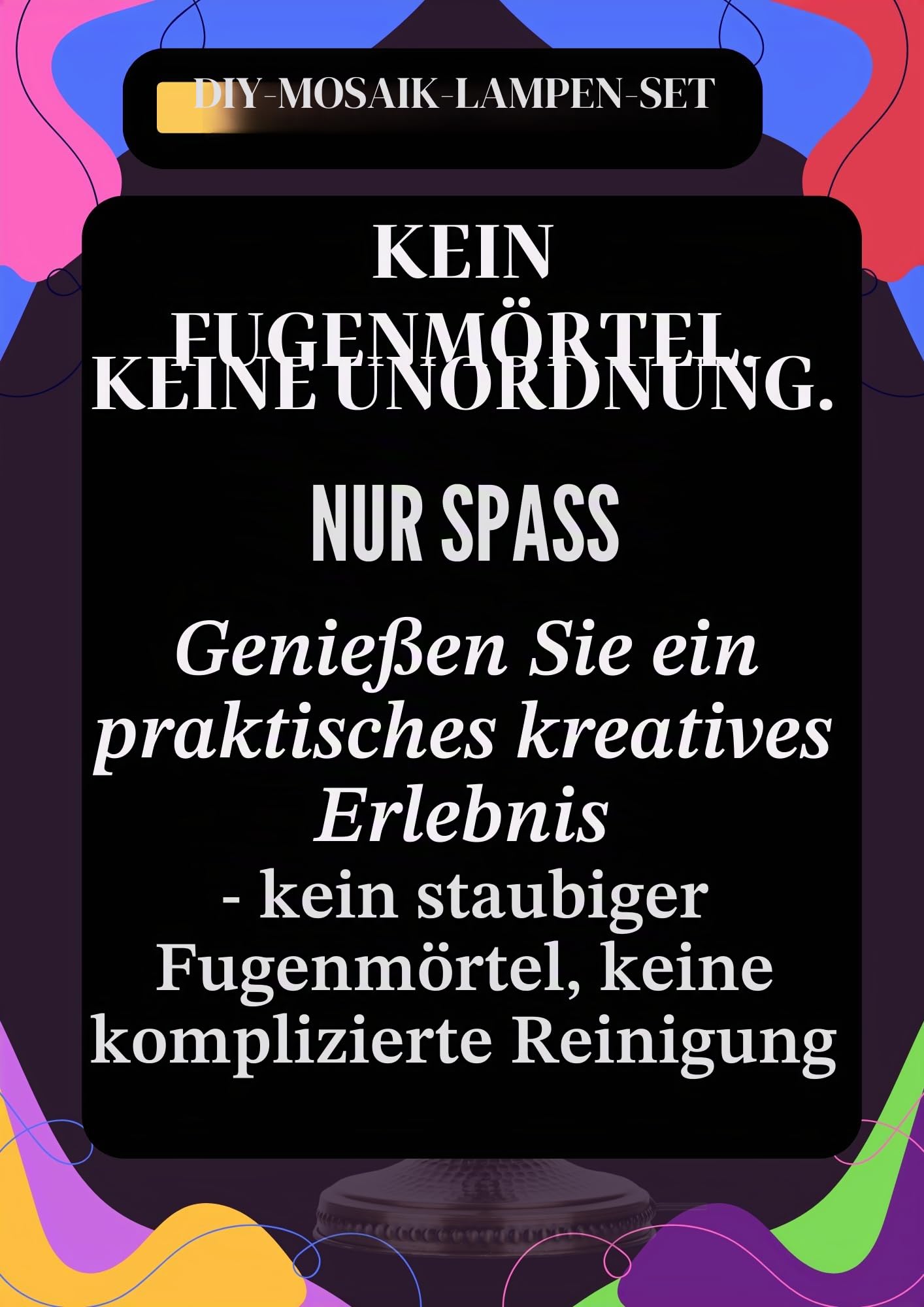 DEMMEX Farbe Wählbar – DIY Mosaik-Tischlampe Bastelset – Türkisch-Marokkanischer Stil – Gestalten Sie Ihre eigene Lampe mit Glassteinen & Werkzeug, Kein Verfugen nötig