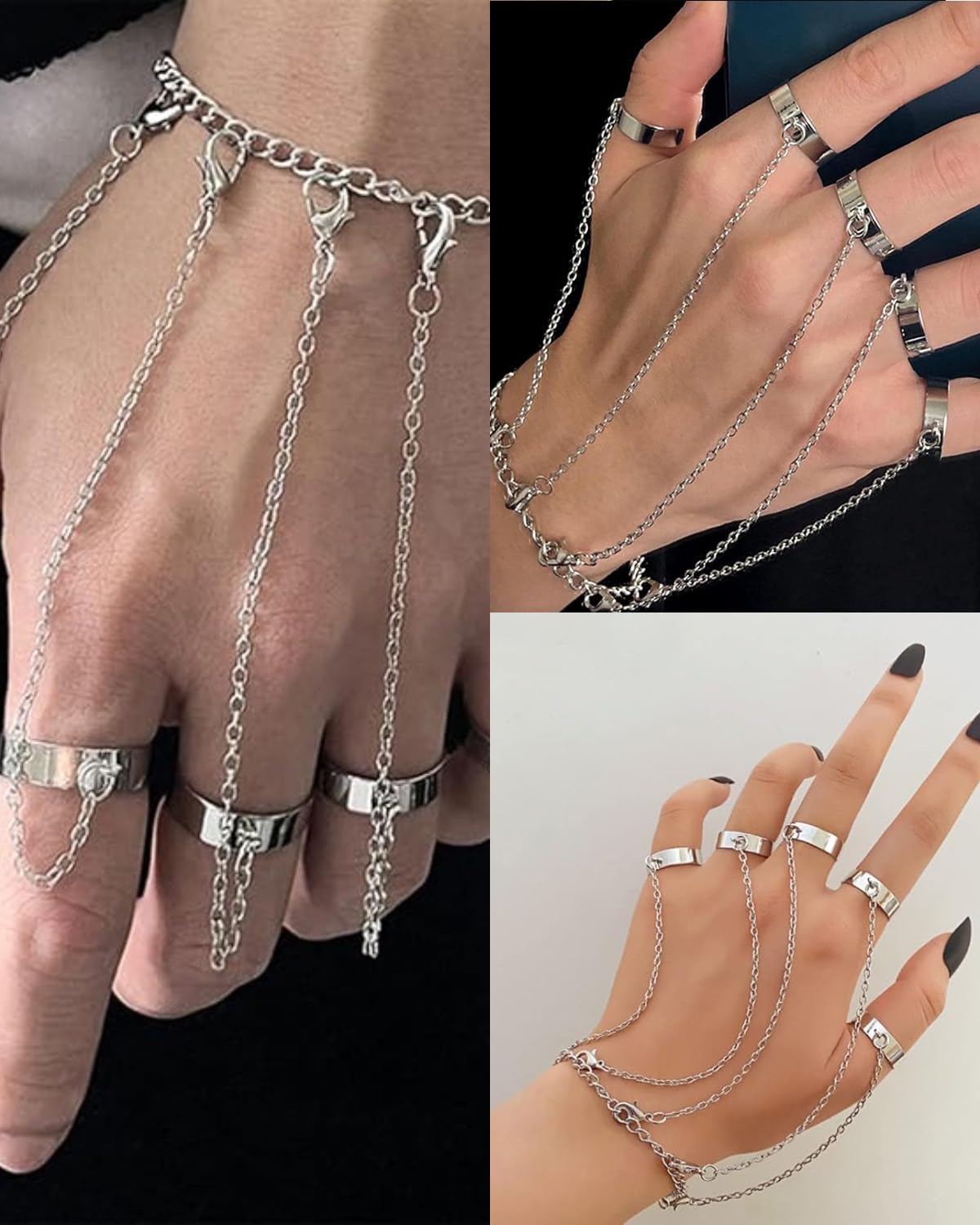 Vintage antieke strass opening knokkel vinger midi ringen set voor dames punk statement sieraden-goud Vintage antieke strass opening knokkel vinger midi ringen set voor dames punk statement sieraden-goud