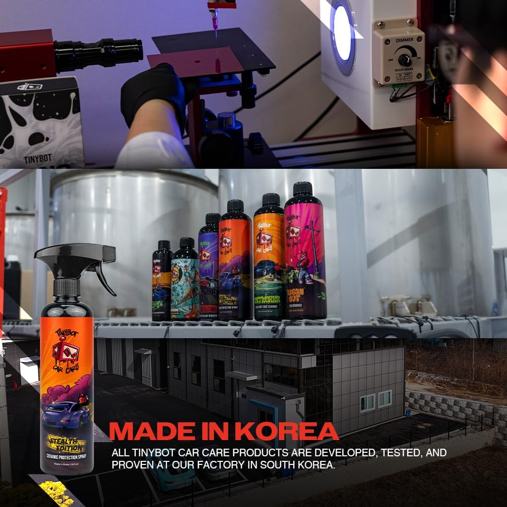 Tinybot Ceramic Protection Spray Stealth Edition -Deep Matte and Satin Finish- Safe for All Vehicles- Vinyl Wrap, PPF, Paint - Hydrophobic, UV Protection, Streak-Free, Slickness, Anti-Static -16.9 oz