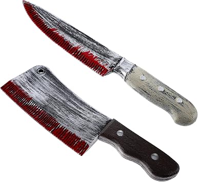 Boao 2 Pcs Fake Knife Props, Plastic Knives for Halloween Costume,Style 3