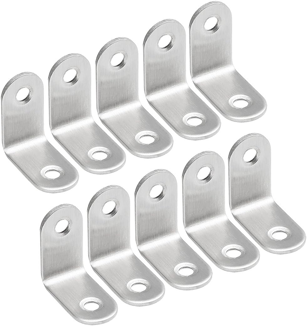 uxcell Stainless Steel Shelves Corner Brace 25mmx25mmx16mm, Joint L Shape Right Angle Corner Fastener Joints Support Bracket, Pack of 10