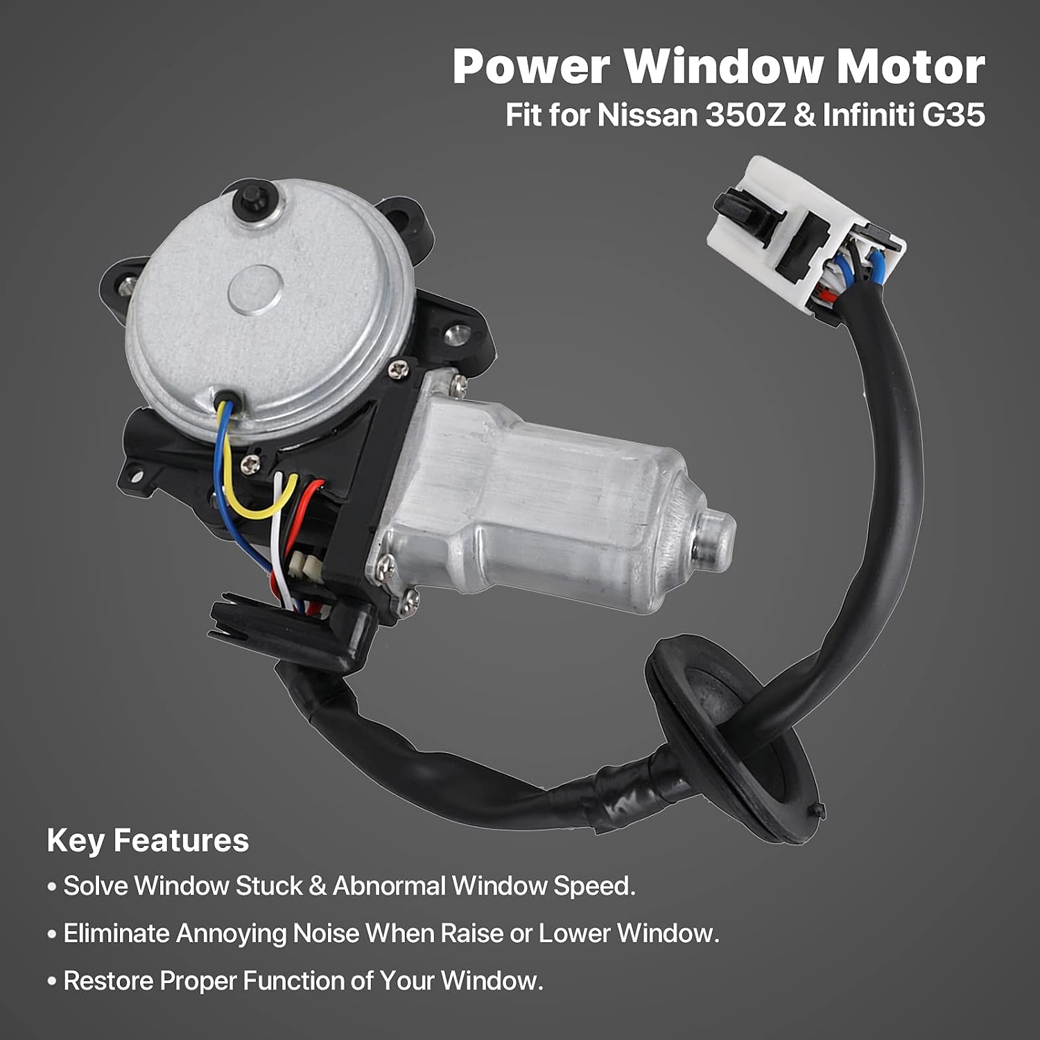 Power Window Motor - Front Left Driver Side - Compatible with 2003-2009 Nissan 350Z, 2003-2007 Infiniti G35 - Replace 80731-CD00A, 80731CD00A