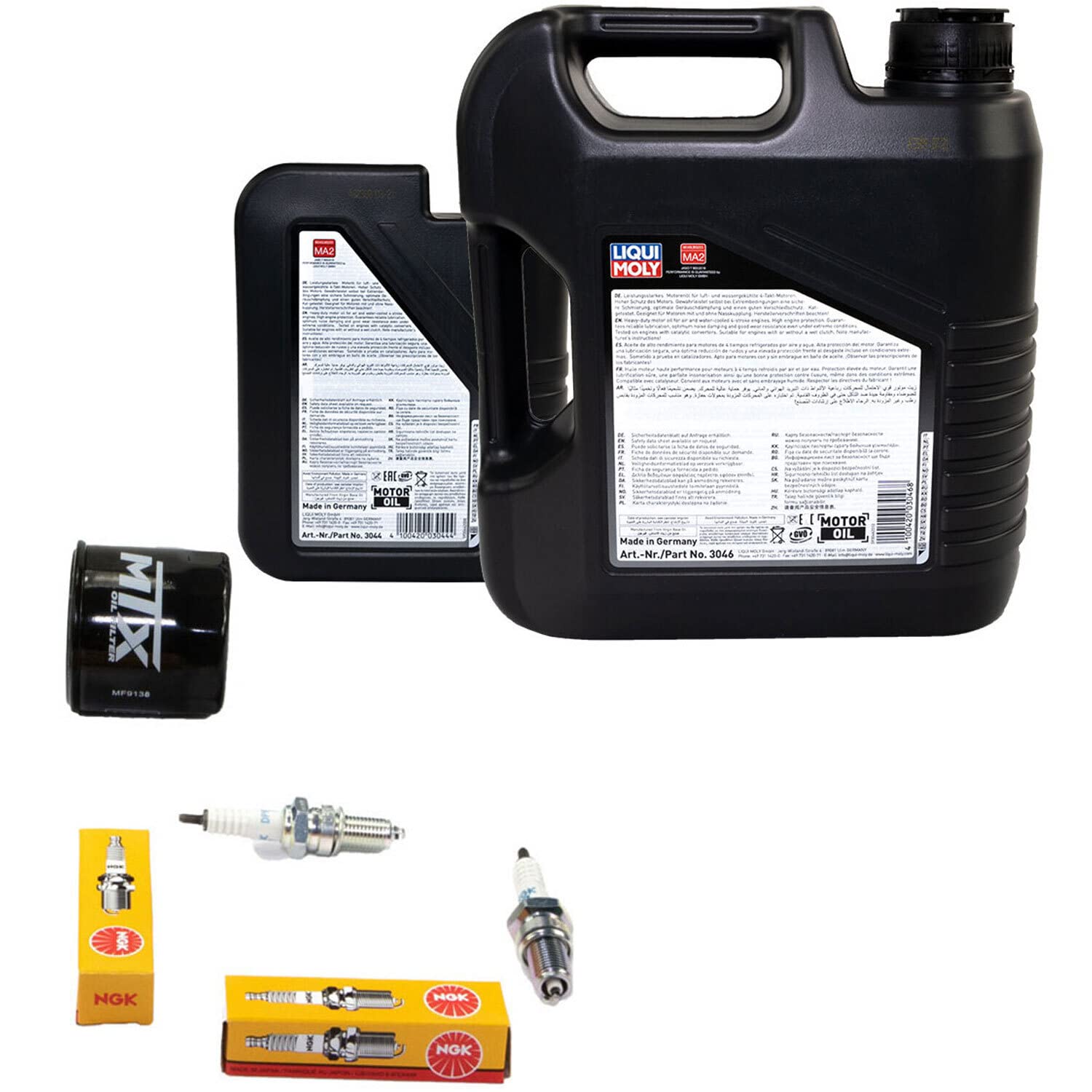 Wartungspaket Öl 5L + Ölfilter + Zündkerzen für Suzu ki VL 1500 VL1500 WVAL AL Baujahr 1998-2009