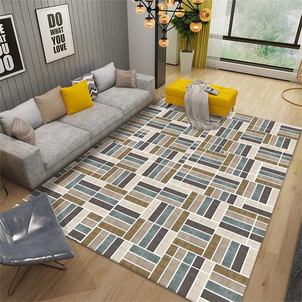 Tapis fille moderne minimaliste moma geometrique raffine gris bleu dore