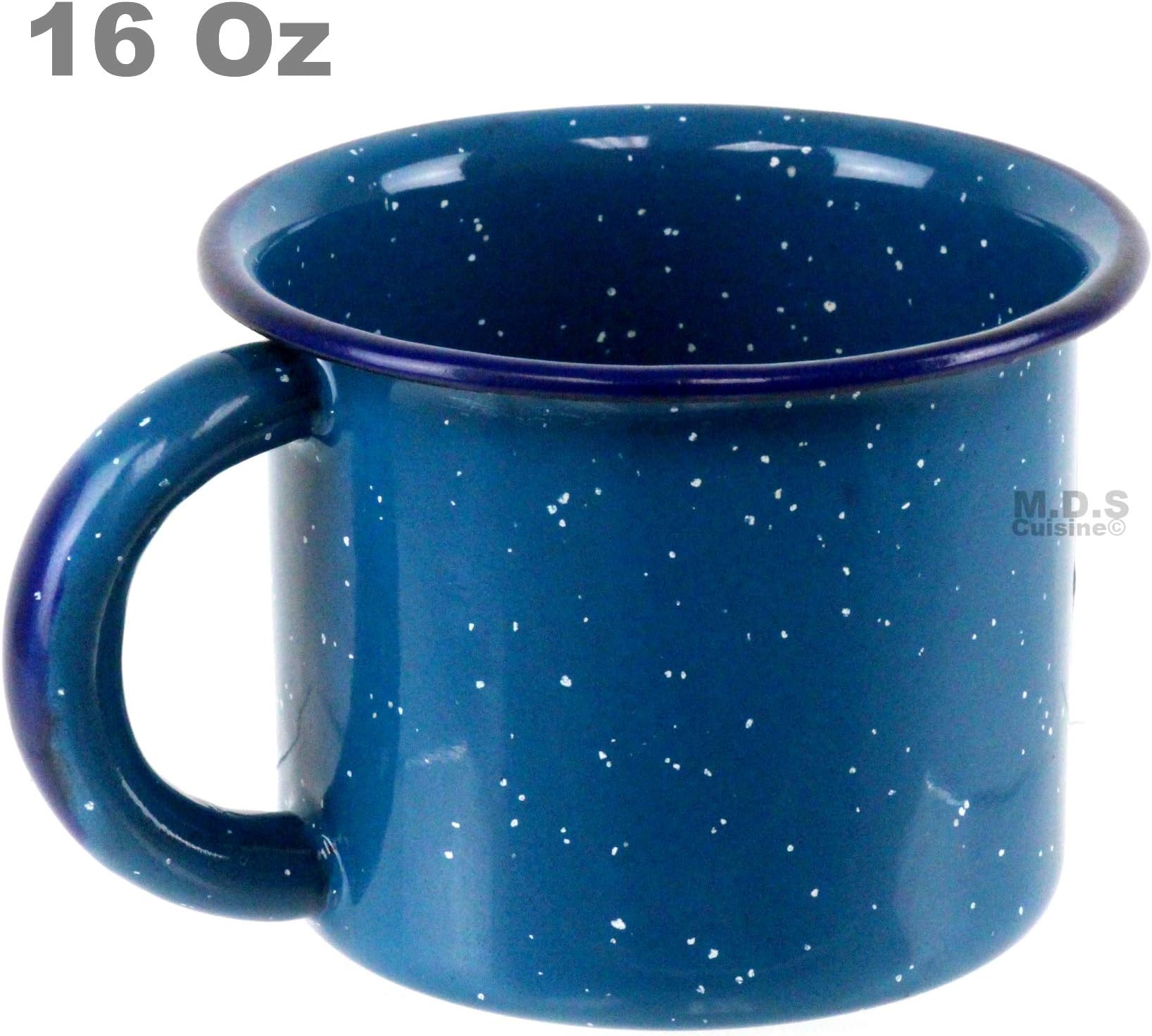 Pocillo De Peltre Blue Azul Enamel Coated 4.5” 16 Oz Capacity Traditional Mexican Coffee Hot Chocolate Camping Mug