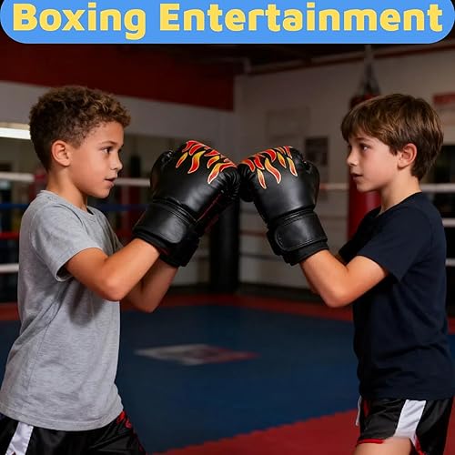 Miniatura 6 de Guantes de boxeo para niños de 3 a 8 años, rojo, azul, negro, 16 onzas, entrenamiento, cierre de velcro, 3.15 pulgadas de largo x 1.57 pulgadas de
