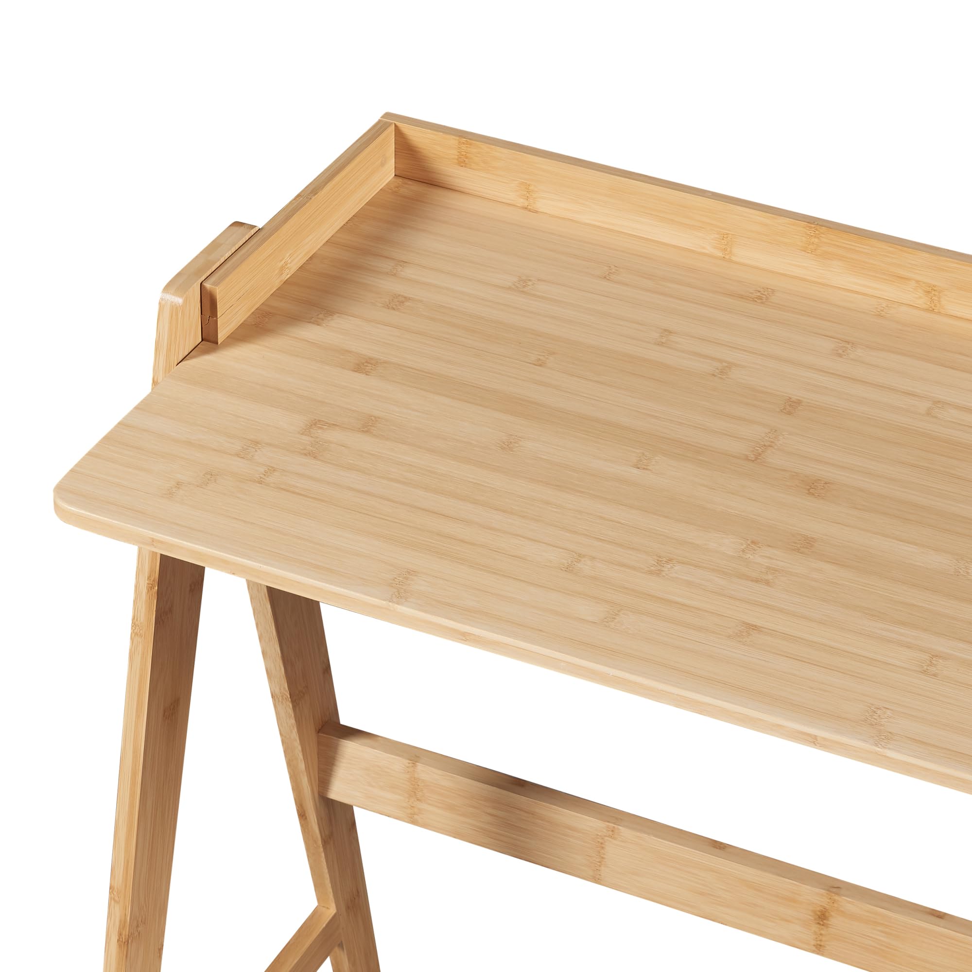 [en.casa] Escritorio con Anticaída Mesa Rectangular de Despacho Estudio Patas en Forma de A Mesa Ordenador máx. 50 kg Bambú 107 x 47 x 81 cm - Natural