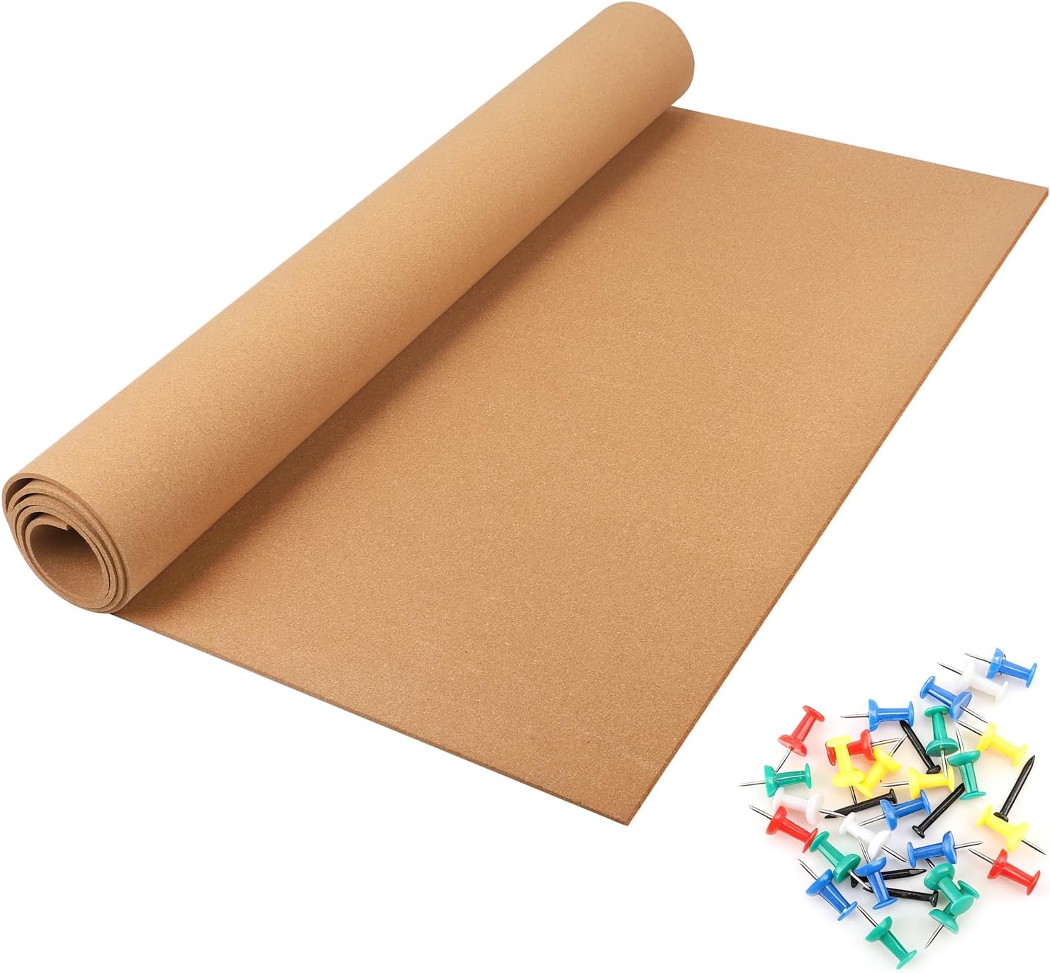 6mm Thick Cork Board Roll Bulletin Board Cork Sheet for Office Home School Wall Dart, Crafts, DIY Projects (96"x48")