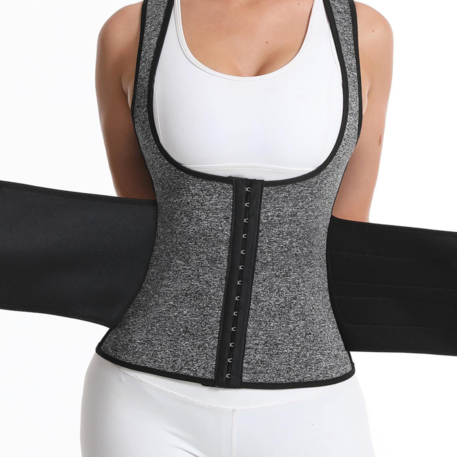 Damska kamizelka trenera talii,Cincher Gorset Fajas Potrójne pasy Tank Top Zipper Vest | Oddychaj?ca elastyczna wyszczuplaj?ca bielizna modeluj?ca si?owni?, ?, bieganie, taniec, jazd? Pologmase