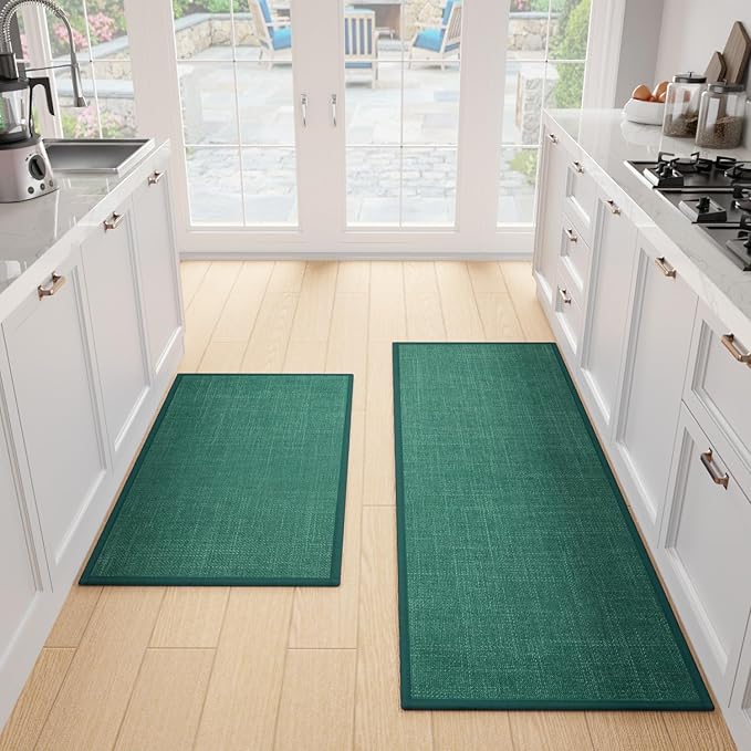 Kitchen Mat Set of 2 PCS, Cushioned Non Slip Rugs for Kitchen Floor, Absorbent Runner Comfort Standing Mats Washable for Kitchen, Office, Home (Brown, 17.3"x47"+17.3"x30")