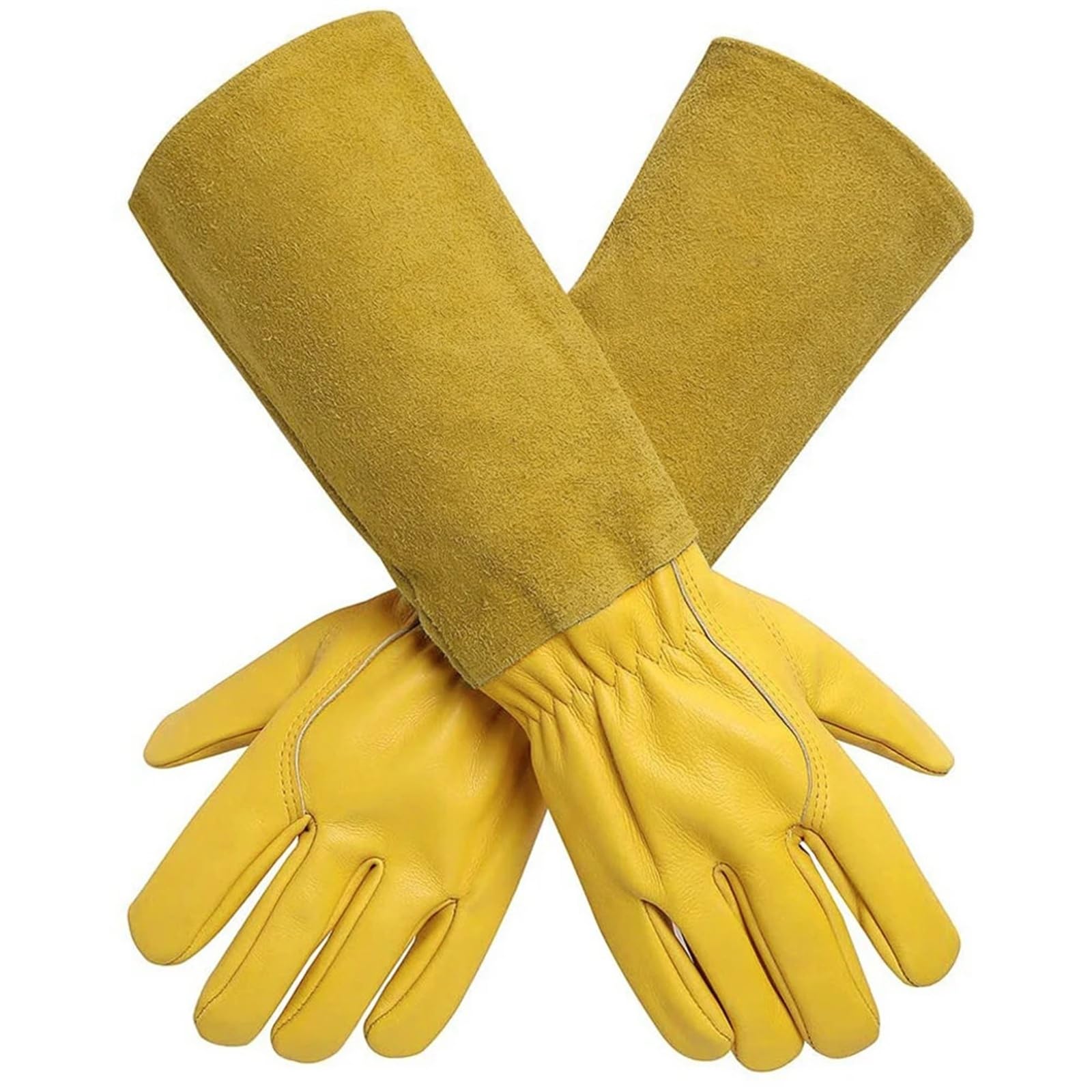 Gartenhandschuhe Damen 1 Paar lange, dornensichere Gartenhandschuhe, atmungsaktives Leder, Blumenstulpe, Arbeitsschutz, Ellenbogenhandschuhe for Damen und Herren(XL)