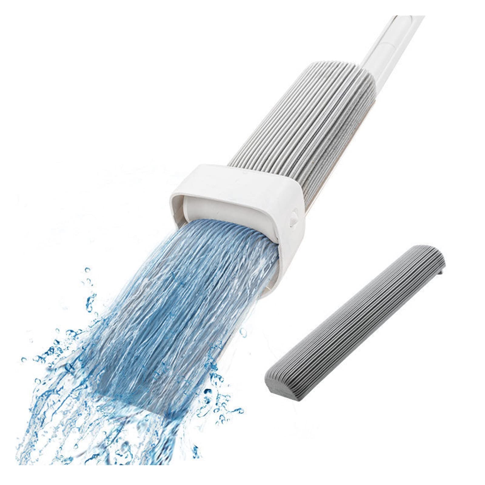 yaoqijie Esponja mágica para fregona auto exprimible agua limpieza del hogar lavado baño piso cocina manos libres escoba giratoria cabeza escoba plana duradera (color: dentro de 2 almohadillas)