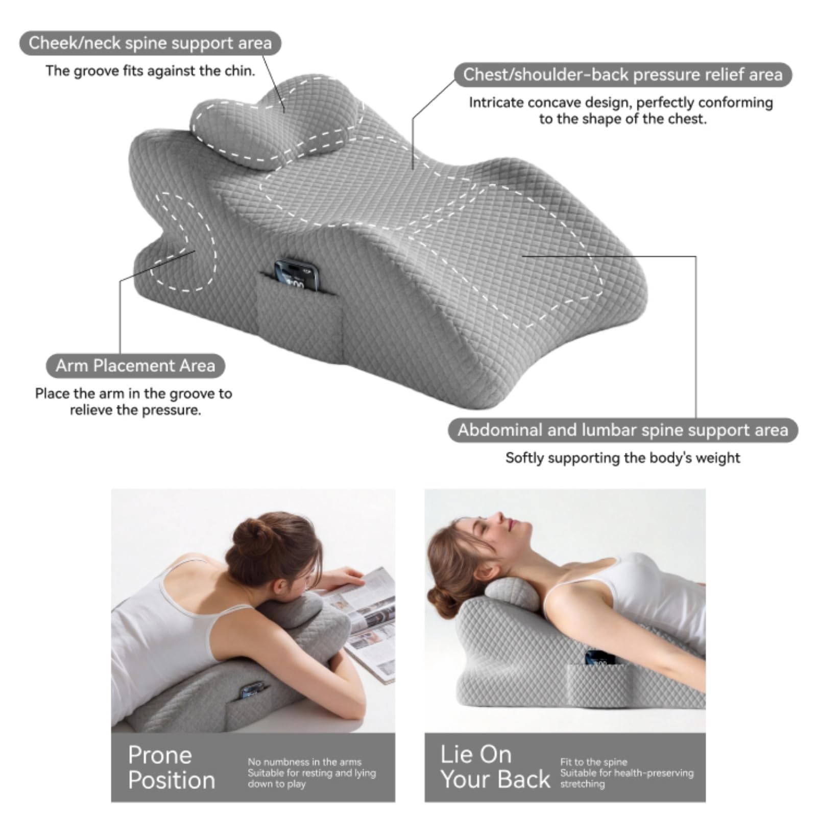 Ergonomiczna poduszka z pianki z pamięcią kształtu, dla kobiet w ciąży i pleców, poduszka do wypoczynku na łóżko i sofę, oddychająca, chłodna w dotyku