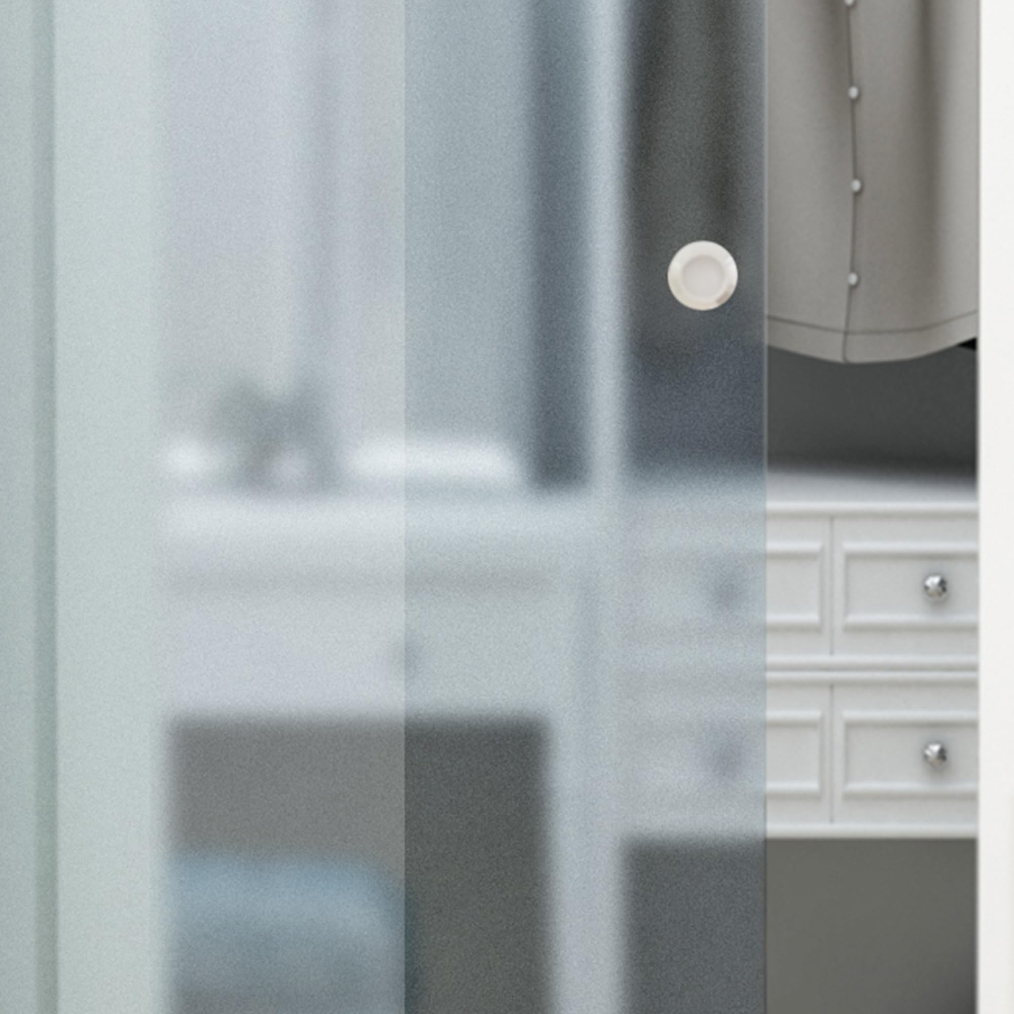 HOMCOM Porta Scorrevole in Vetro Smerigliato con Binario in Alluminio per Bagno Cucina Studio Vetro 205cm