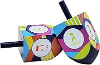 Vista 3 de The Dreidel Company Dreidels de Hanukkah de madera pintada a mano, extra grande, paquete de 2 diseños retro Dreidel