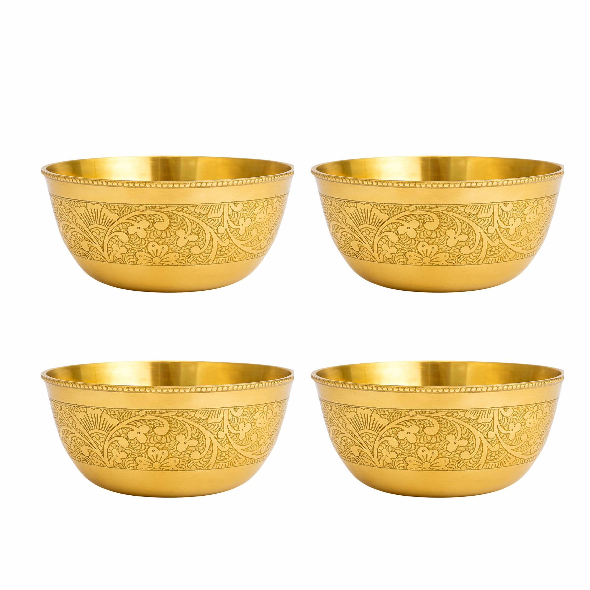 Brass Floral Bowl - Handcrafted Peetal ki Katori -8