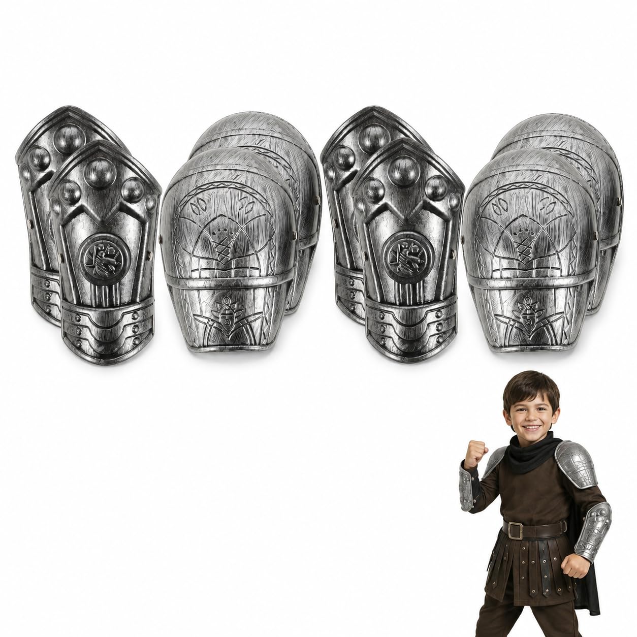 Alipis Kids Knight Costume Armour Accessories 4pcs Medieval Cosplay Set