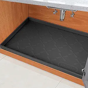SIKADEER 22" x 19" Under Sink Mat Waterproof, Silicone Mat Kitchen Drawer Shelf and Cabinet Liner, Sink Protector for Kitchen Organizers and Storage, Boot Tray Pet Food Mats