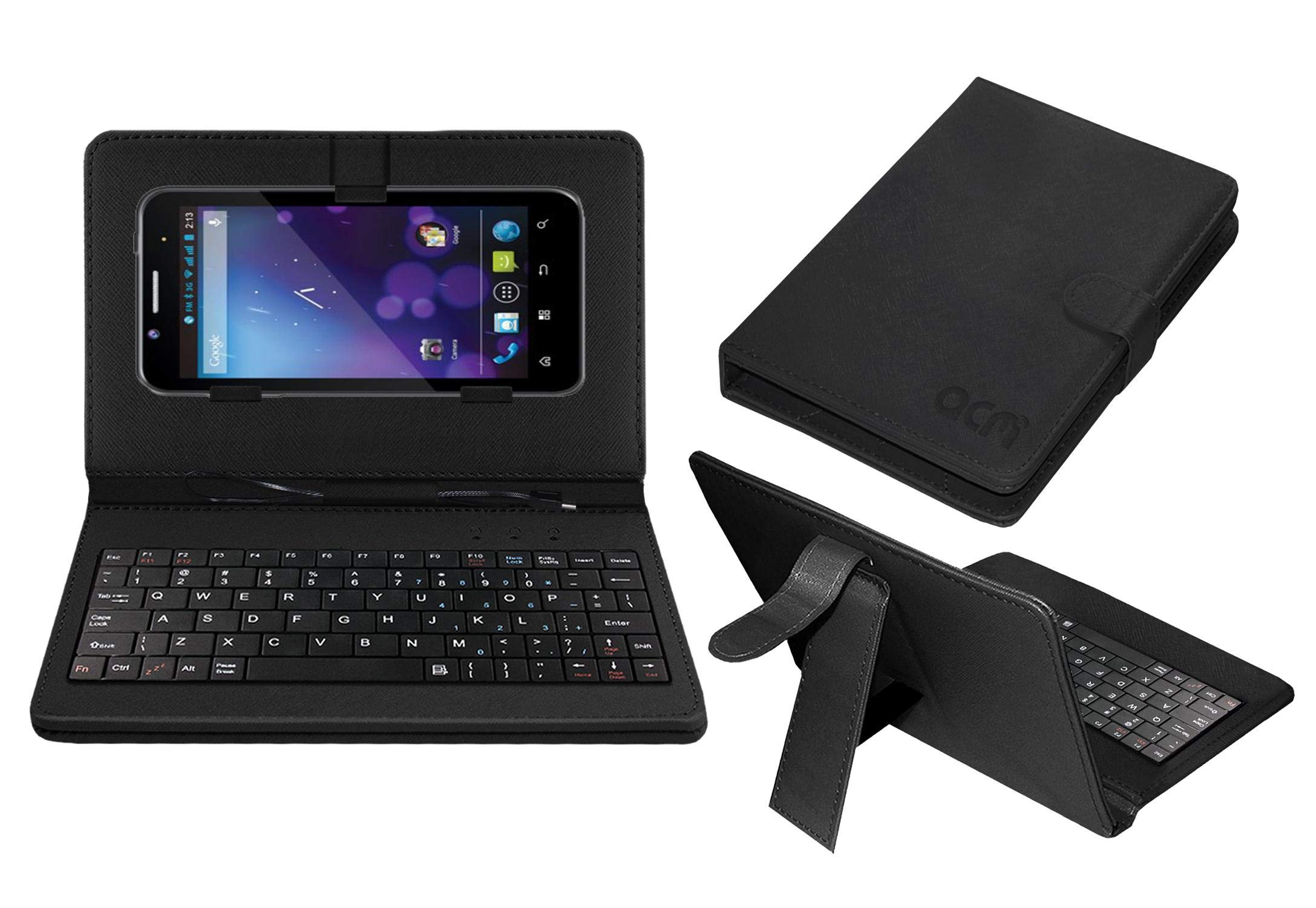 ACM Keyboard Case Compatible with Domo Ntice F12 Mobile Flip Cover Stand Plug & Play Device for Study & Gaming Black