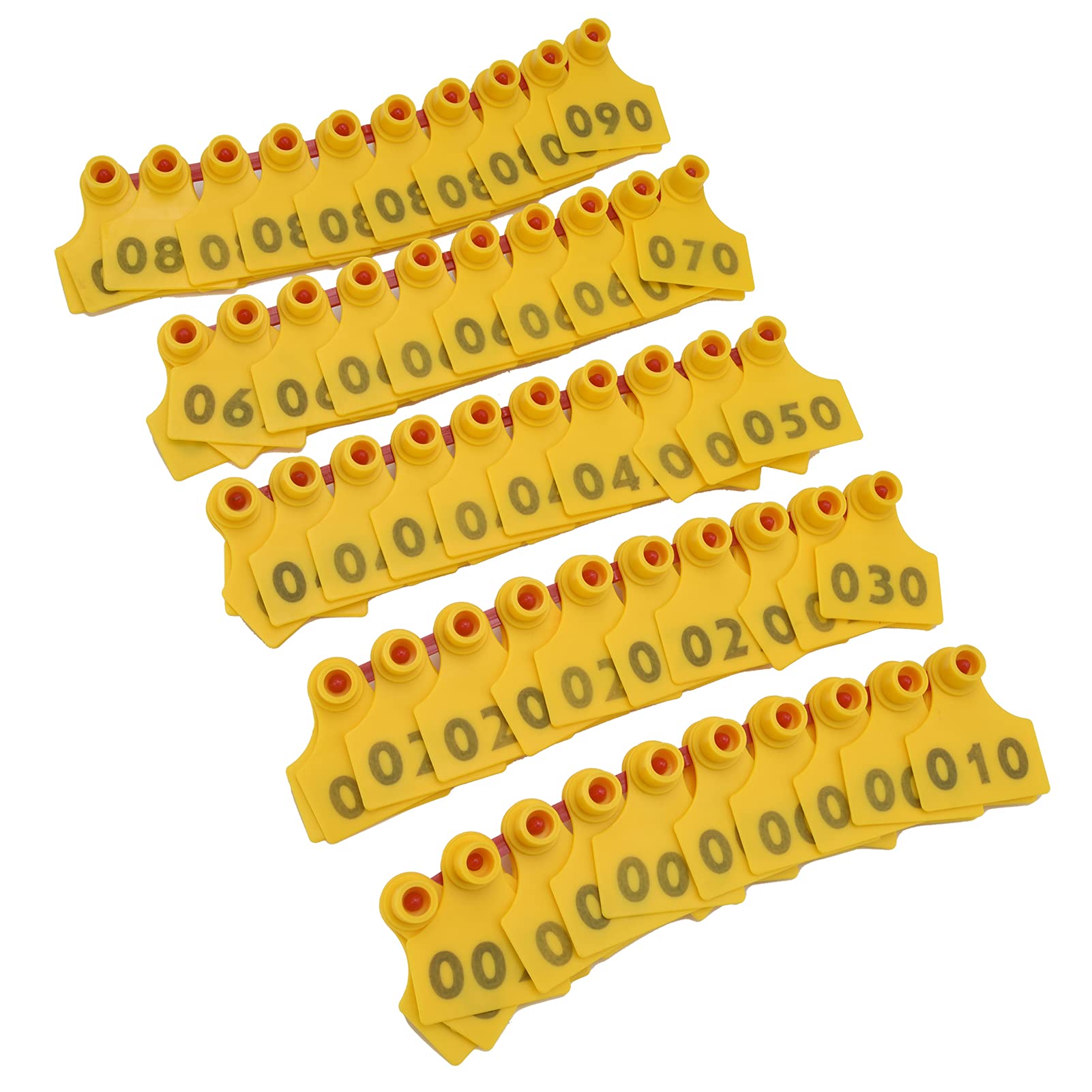 100Pcs Livestock Ear Tags, Tags, 001 100 Numbered Animal TPU Pig Cow Tag with Number 001?100 Handling Supplies Identification Label for Farm Animals Sheep Cattle Goat Yellow