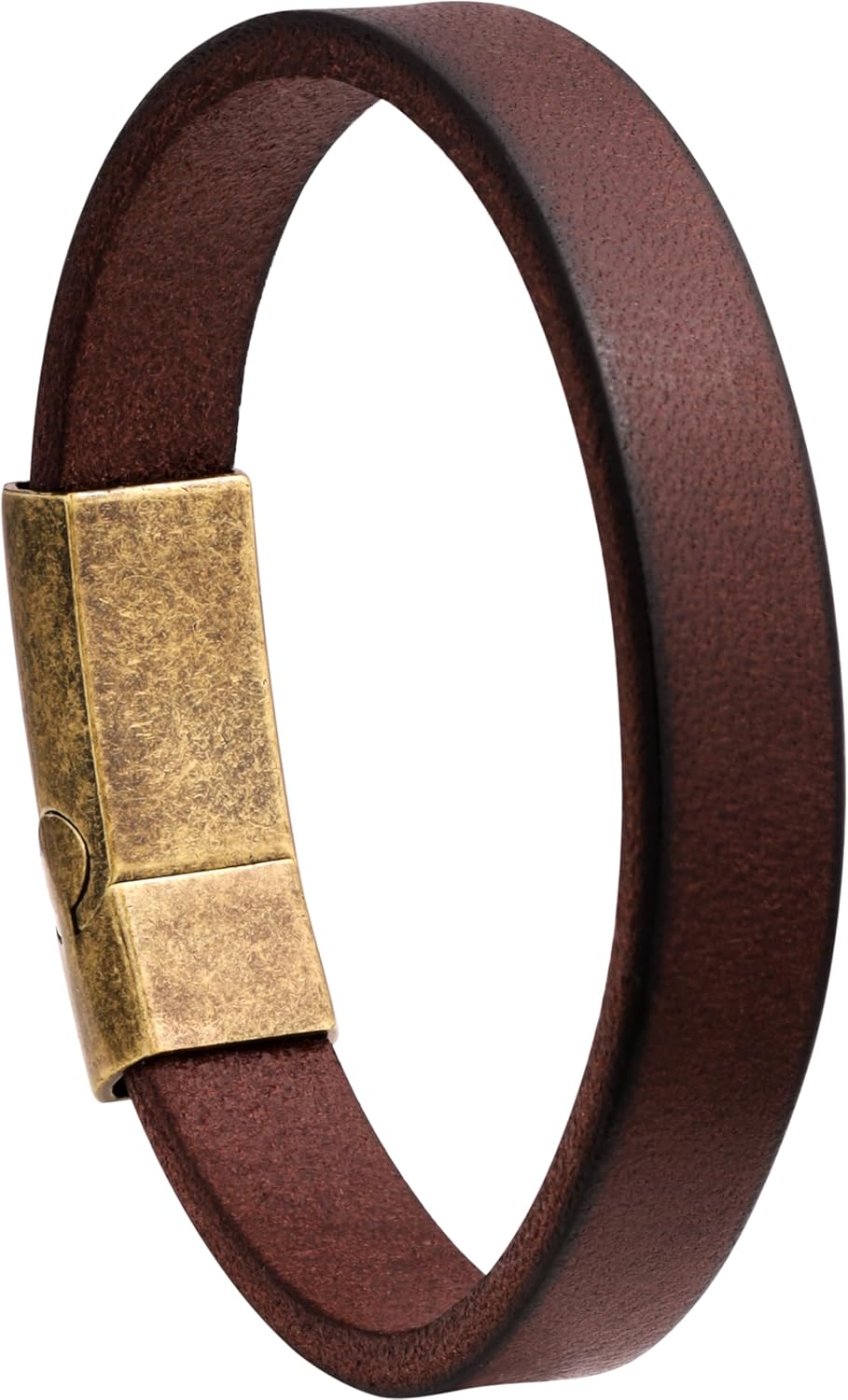 HAQUIL Rustic Brown Leather Bracelet with Antique-Finish Gold Plated Steel Clasp for Men | Ideal Father's Day Anniversary Christmas Birthday Gift for Him