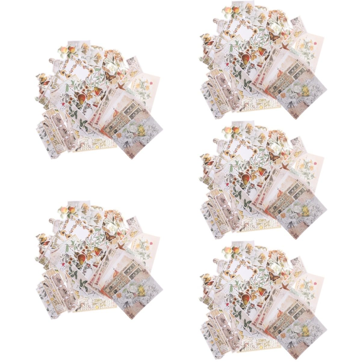 Autocollants décoratifs PDA VILLCASE | 5 ensembles de papier vintage pour compte à main