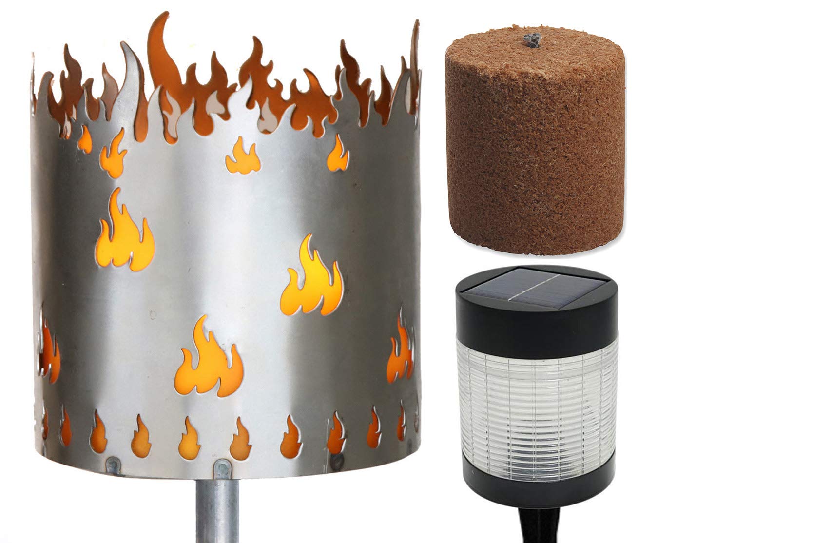 Novaliv Pochodnia ogrodowa, palenisko, metalowa, z trzonkiem, lampa solarna LED