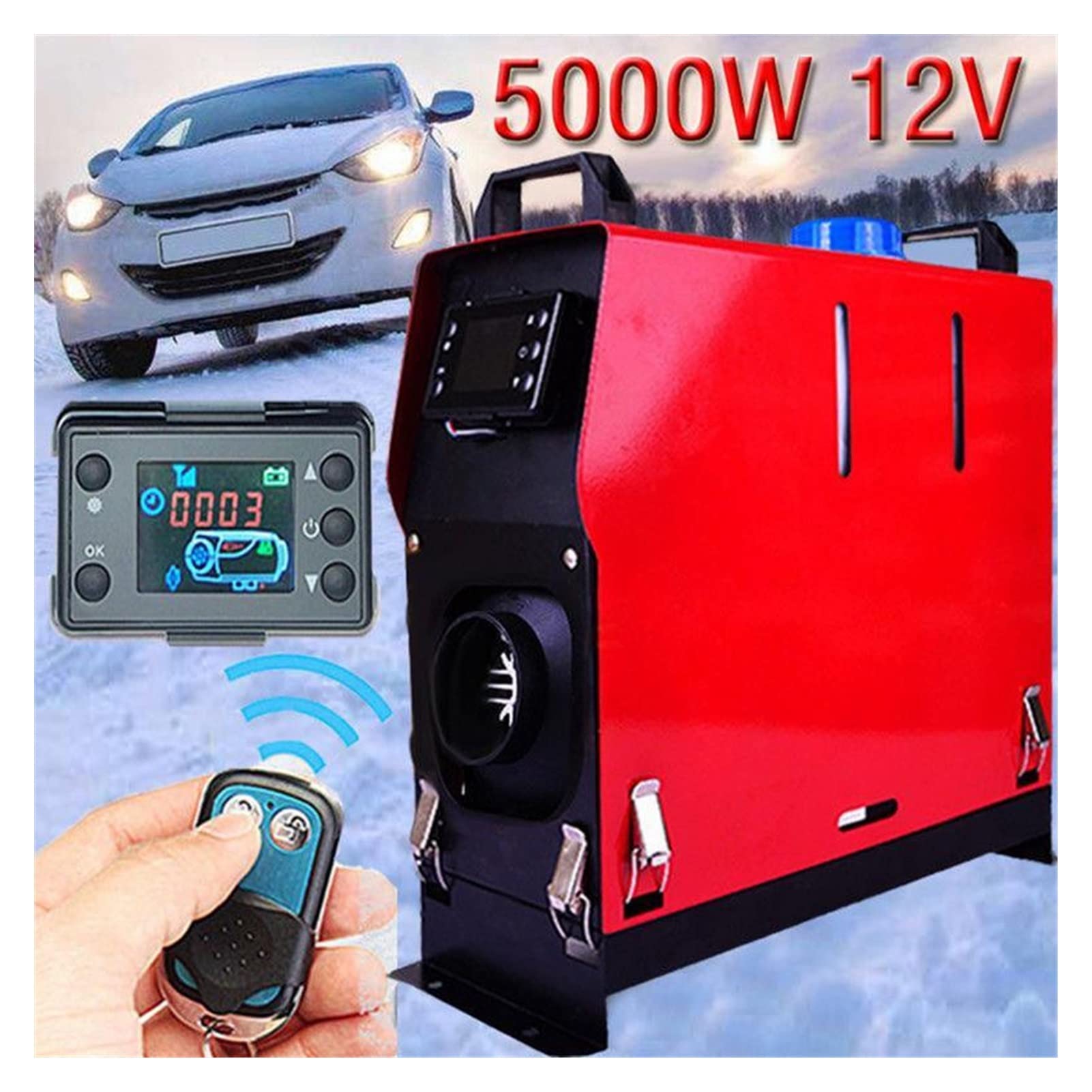 12 V/24 V 5000 W, wielofunkcyjny podgrzewacz powietrza do samochodu, z monitorem LCD i jednym otworem, ogrzewacz postojowy do samochodów ciężarowych, łodzi i maksymalizujący oszczędność paliwa (Ora