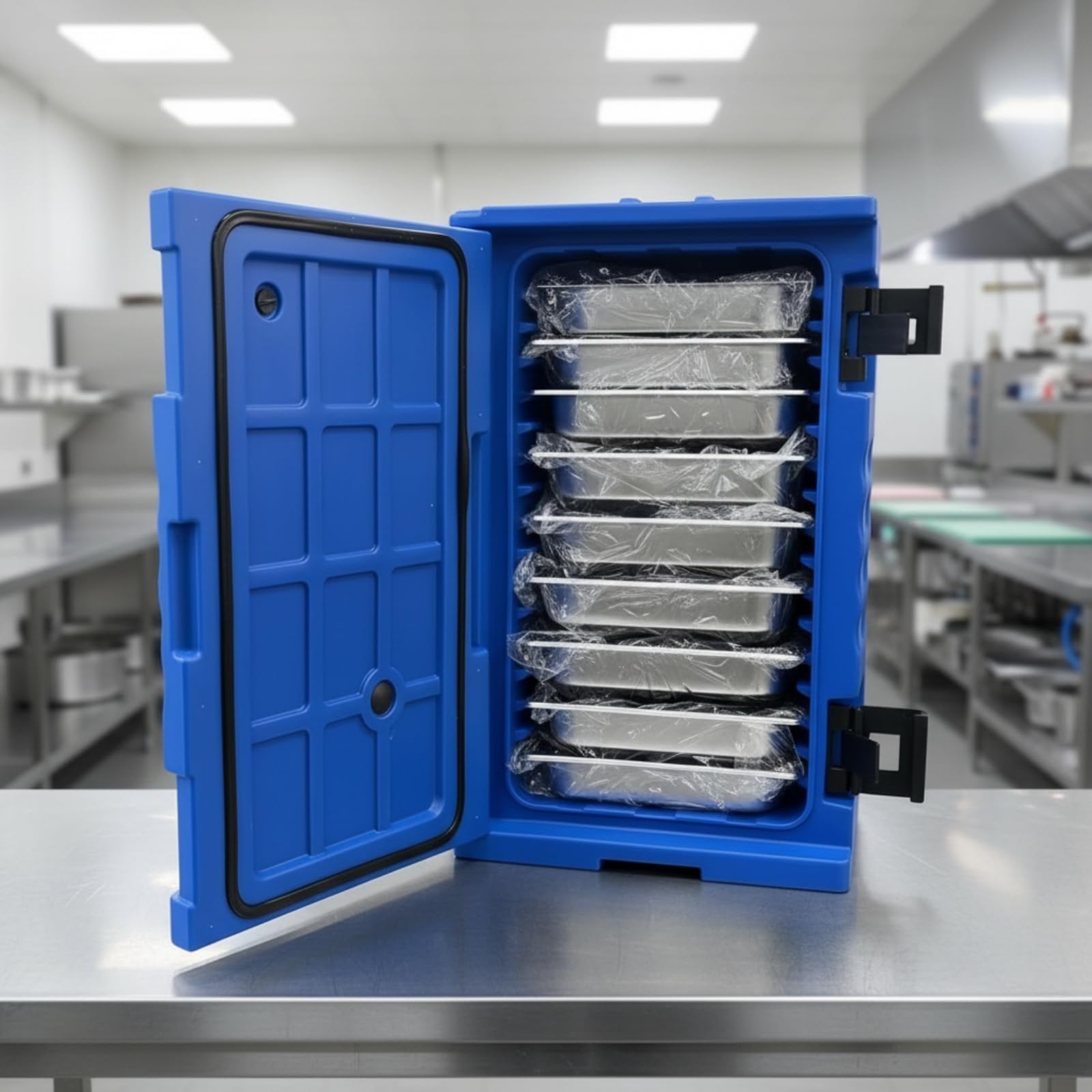Armario Térmico con Banjas Acero Inoxidable Sellado Contenedor Isotérmico con Banjas Reutilizable Caja Térmica para Cocinas Comerciales