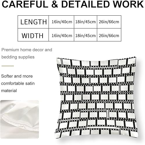 Miniatura 2 de Funda de cojín moderna abstracta geométrica de rayas retro de satén negro y blanco de mediados de siglo, funda de almohada decorativa moderna de