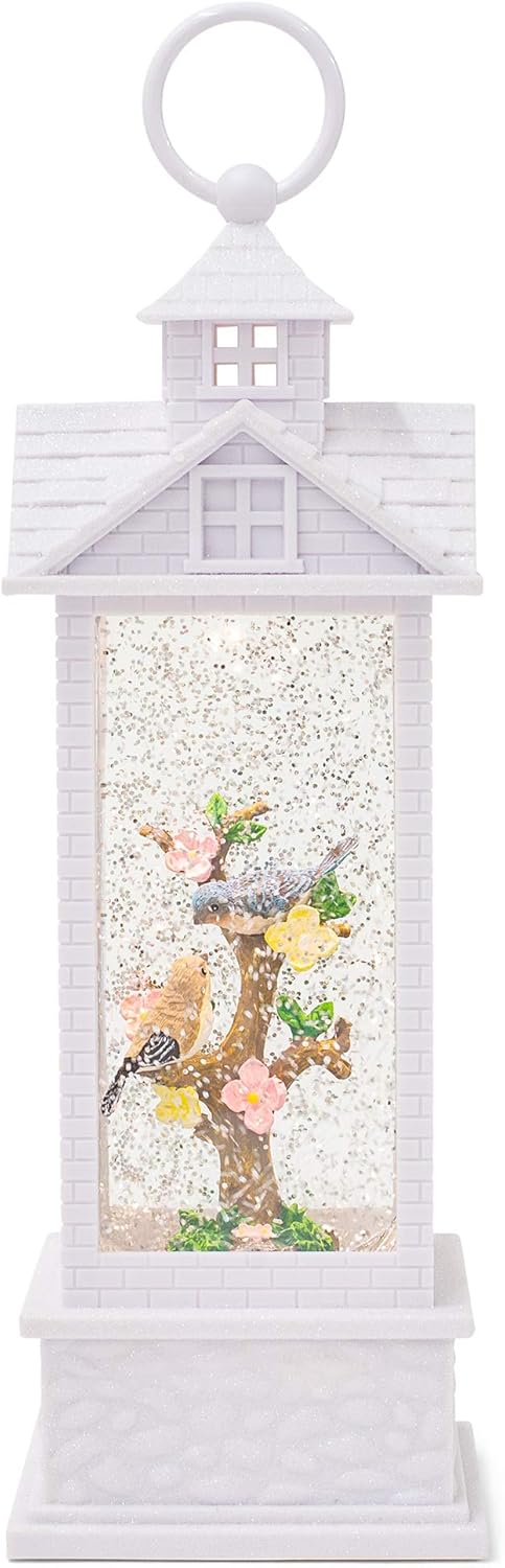Raz Alabaster White Birds 12 x 4 Acrylic Decorative Tabletop Water Gazebo Lantern