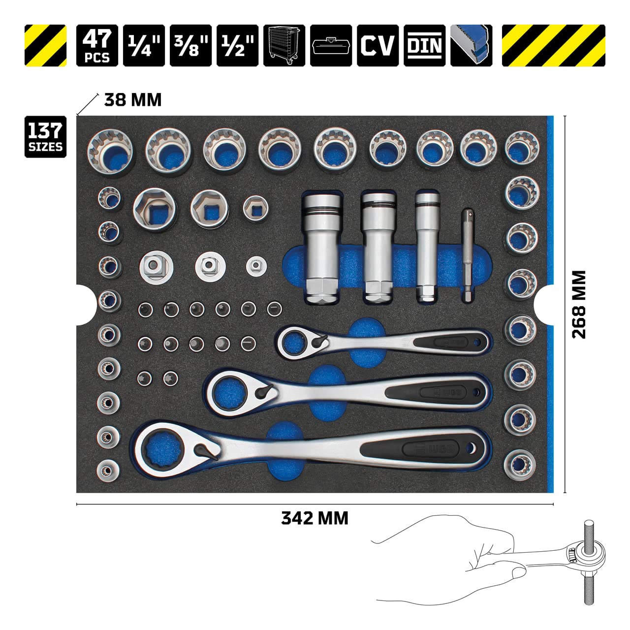 Set di chiavi a bussola per moduli | No.6510 | WGB MOFLEX