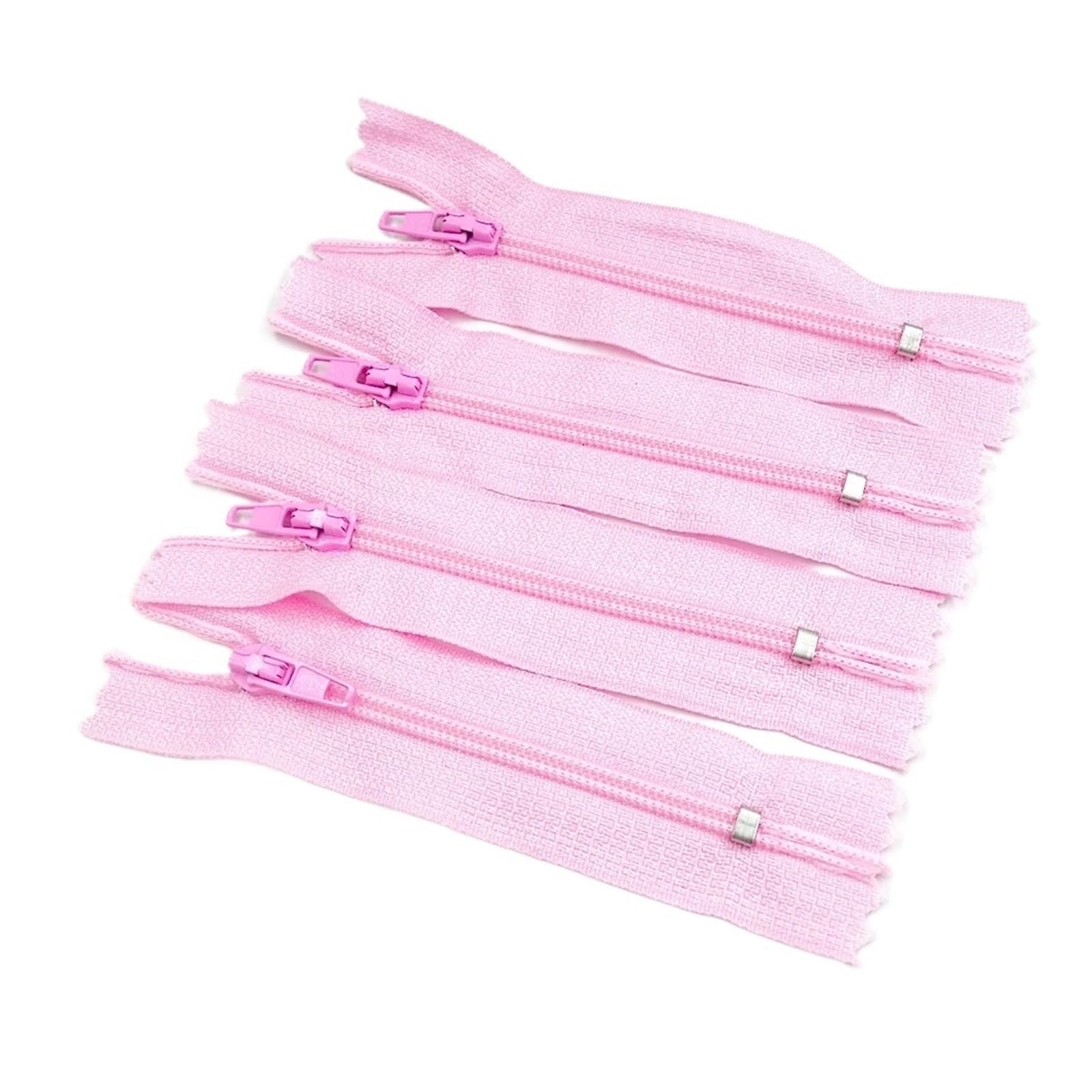 Lot de 4 fermetures éclair en nylon #3 avec extrémité fermée - Couture artisanale - 7,5 à 100 cm - Rose - 60 cm