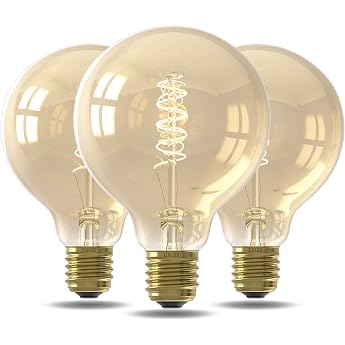 CALEX LED Bulb E27 G95 Spiral Filament Vintage Gold 2100K Warm White Light Dimmable Pack of 3