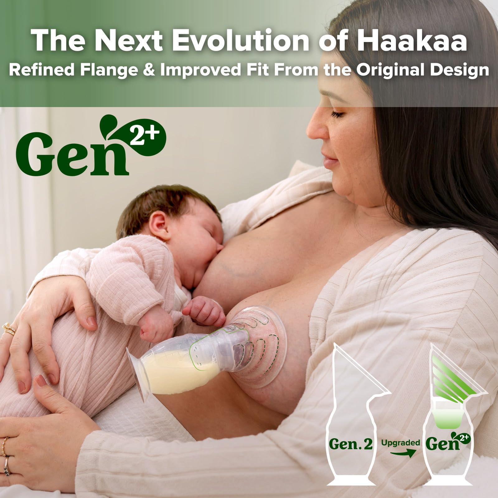 haakaa Gen.2 Manual Breast Pump 4oz./100ml (Multi-Ring) & Stopper Set - Premium Silicone Made,Suitable for Breastfeeding Mom - Image 2