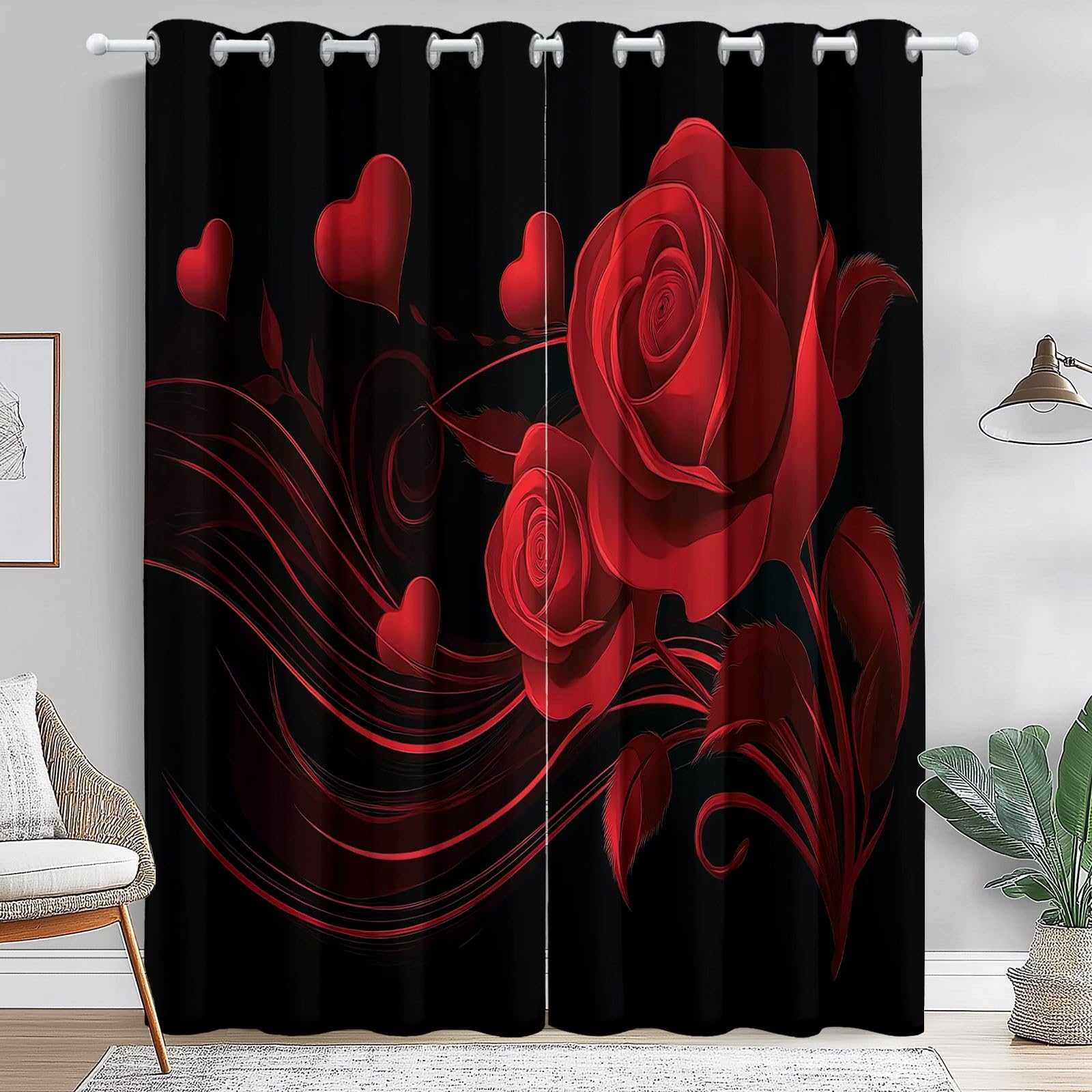 Rideaux occultants de haute qualité aux motifs délicats de roses pour décoration de fenêtre