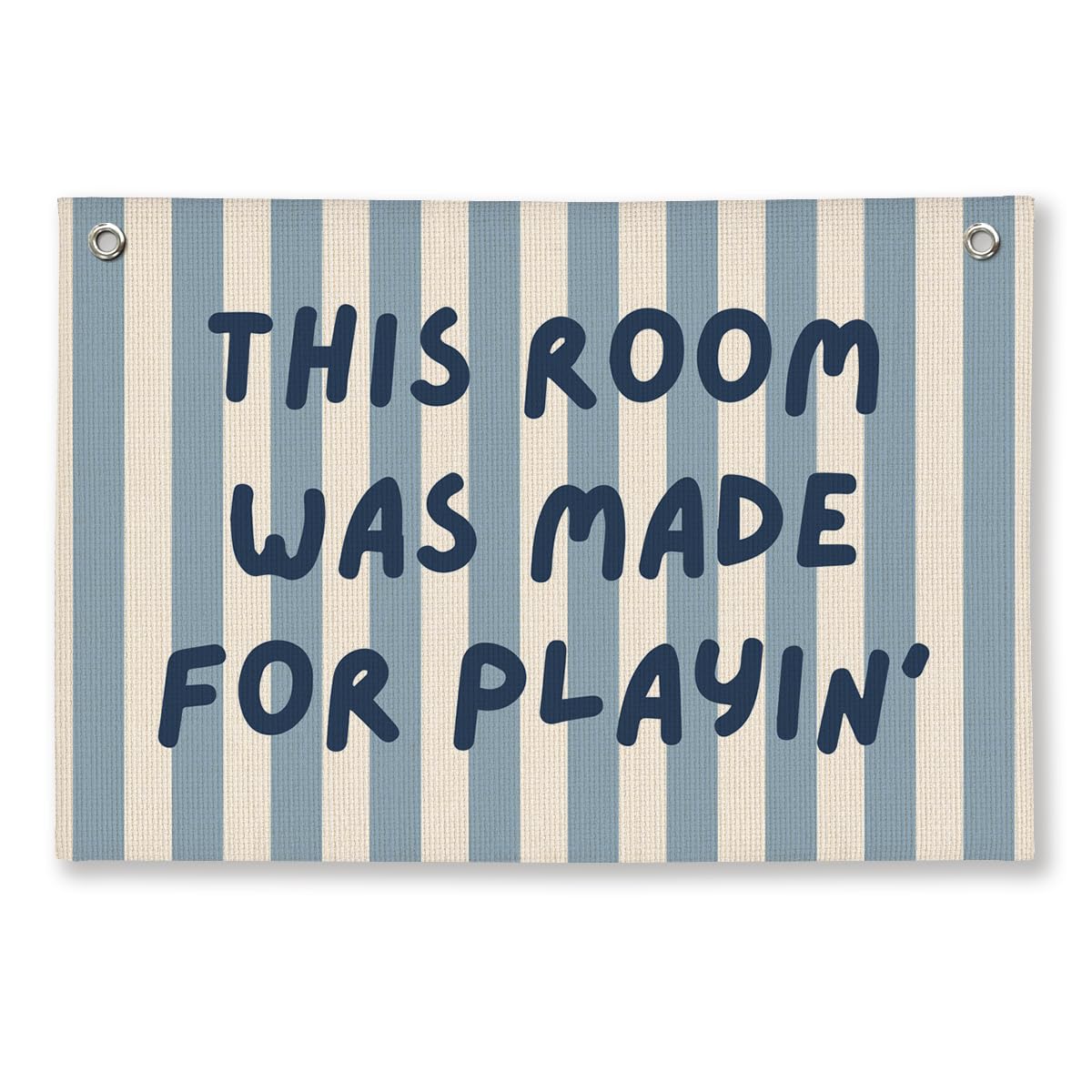 Playroom Decor, Toddler Boy Room Decorations Banner, Blue Striped Wall Flag for Kids Nursery Room Playroom Decor, 20x30 Inch