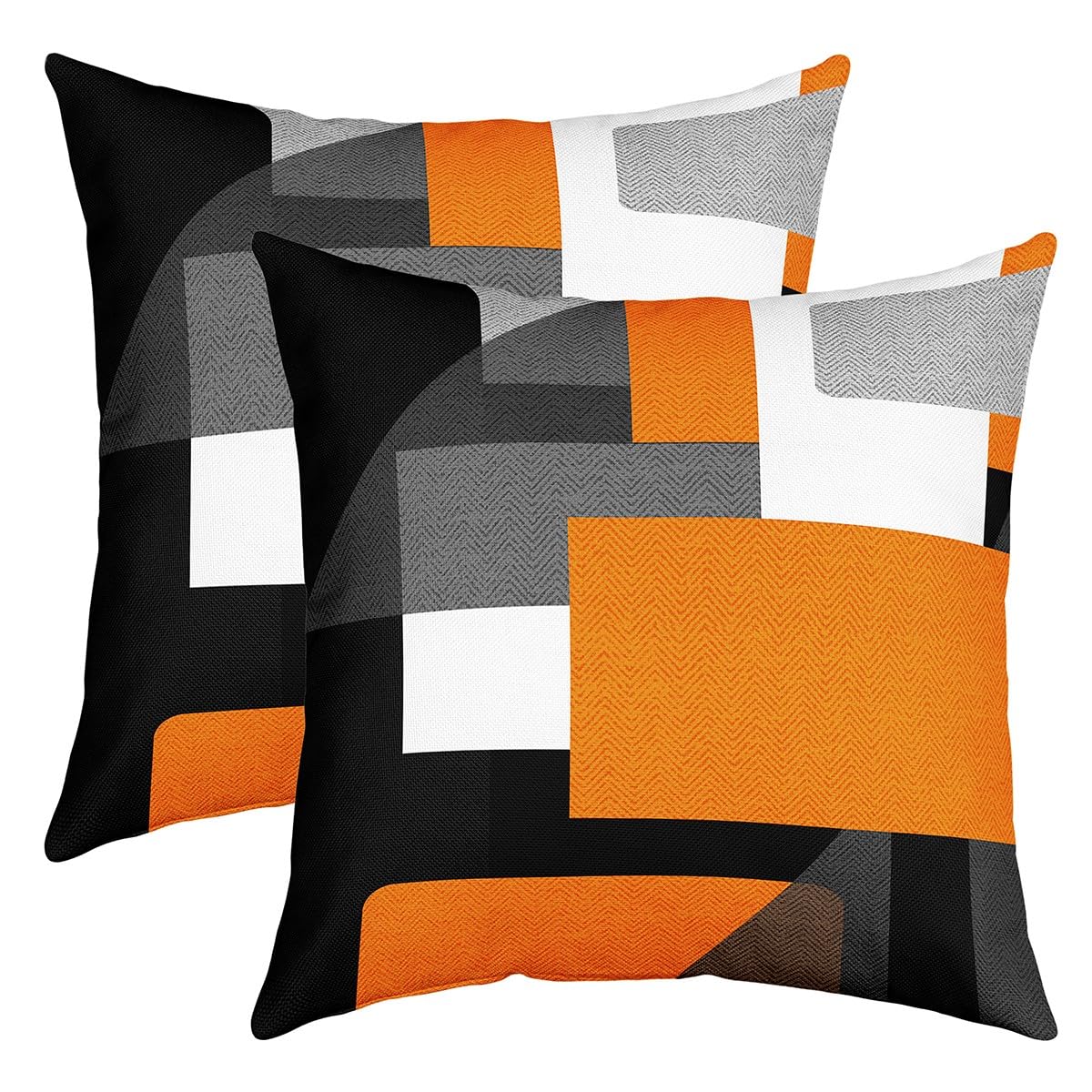 Federe Cuscino Geometriche Marrone E Blu - 61x61 Cm In Lino - Foto 3