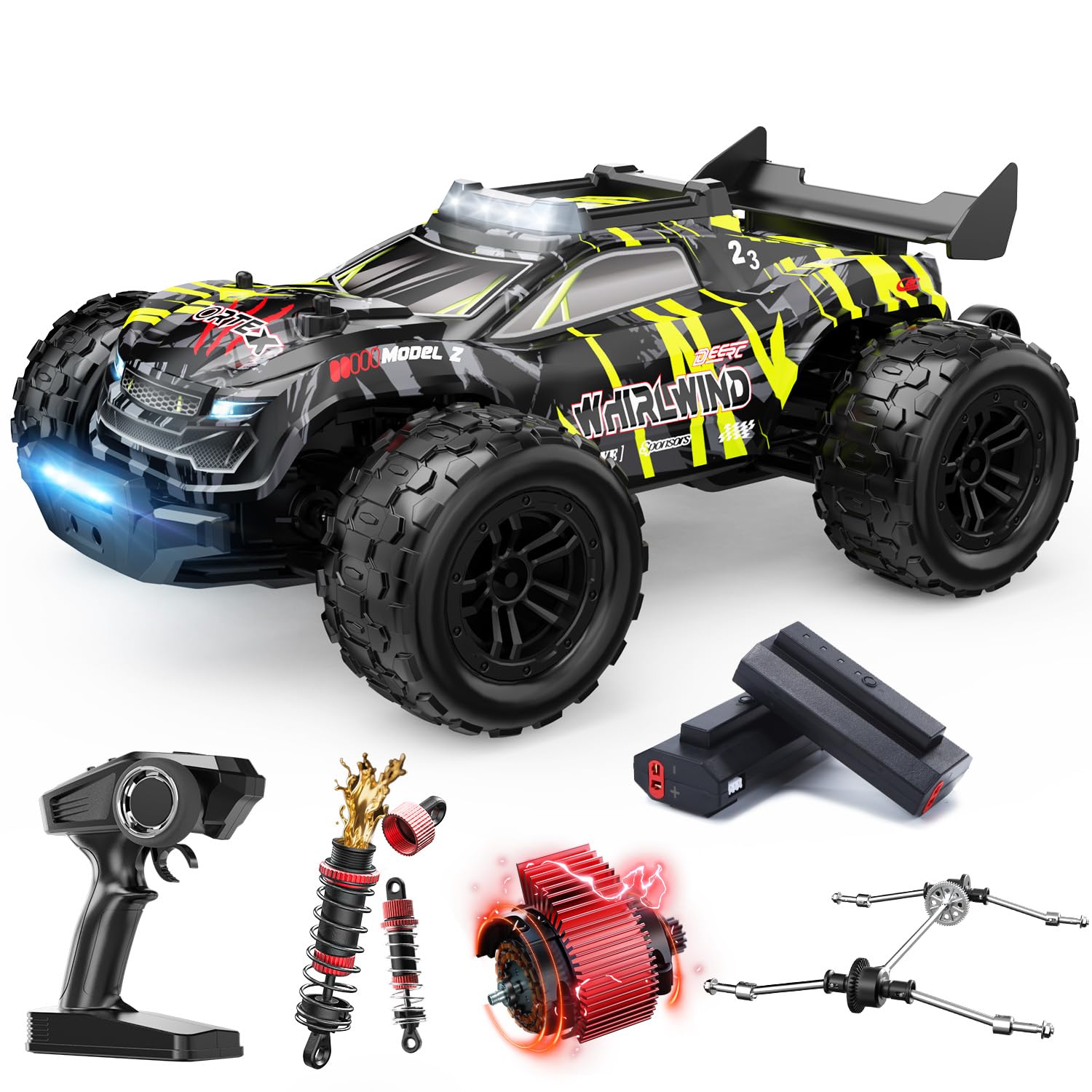 DEERC1/14 Fast Brushless RC Car for Adults, 43 MPH High Speed 4x4 Off-Road RC Truck, Waterproof Monster Truggy, All Terrain Remote Control Drift Car for Boys 8-12, 2 Batteries, 3S Lipo CompatibleGlobal Recycled StandardGlobal Recycled StandardGlobal Recycled Standard