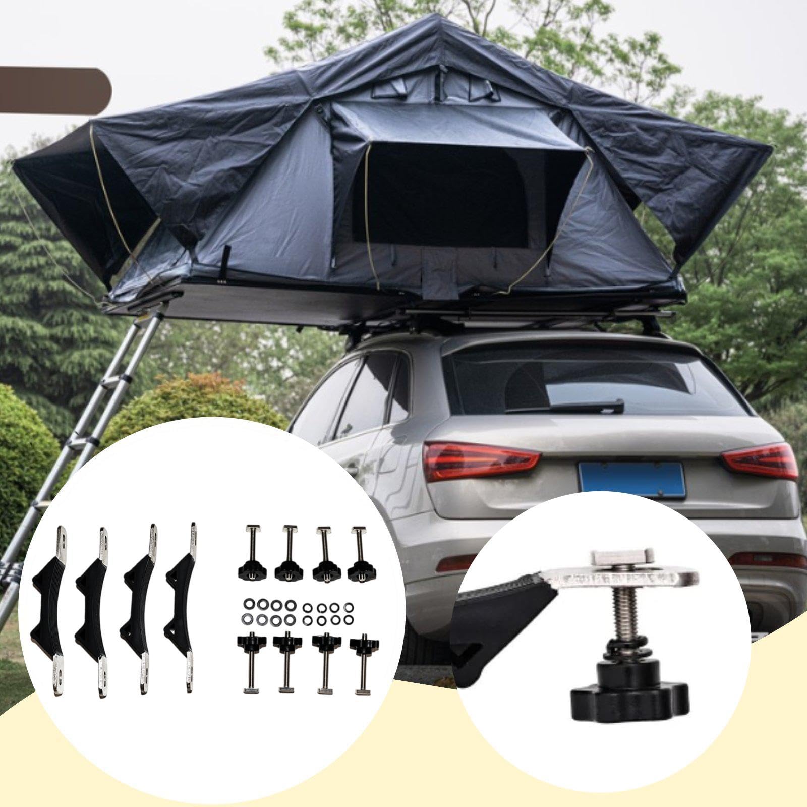 Dachzelt Befestigungsset Dachzelt Montageklemme Ersatzteil Autodachzelt Installationsset Anti-lockerung Dachträgersystem Metall PP für Urlaub Camping