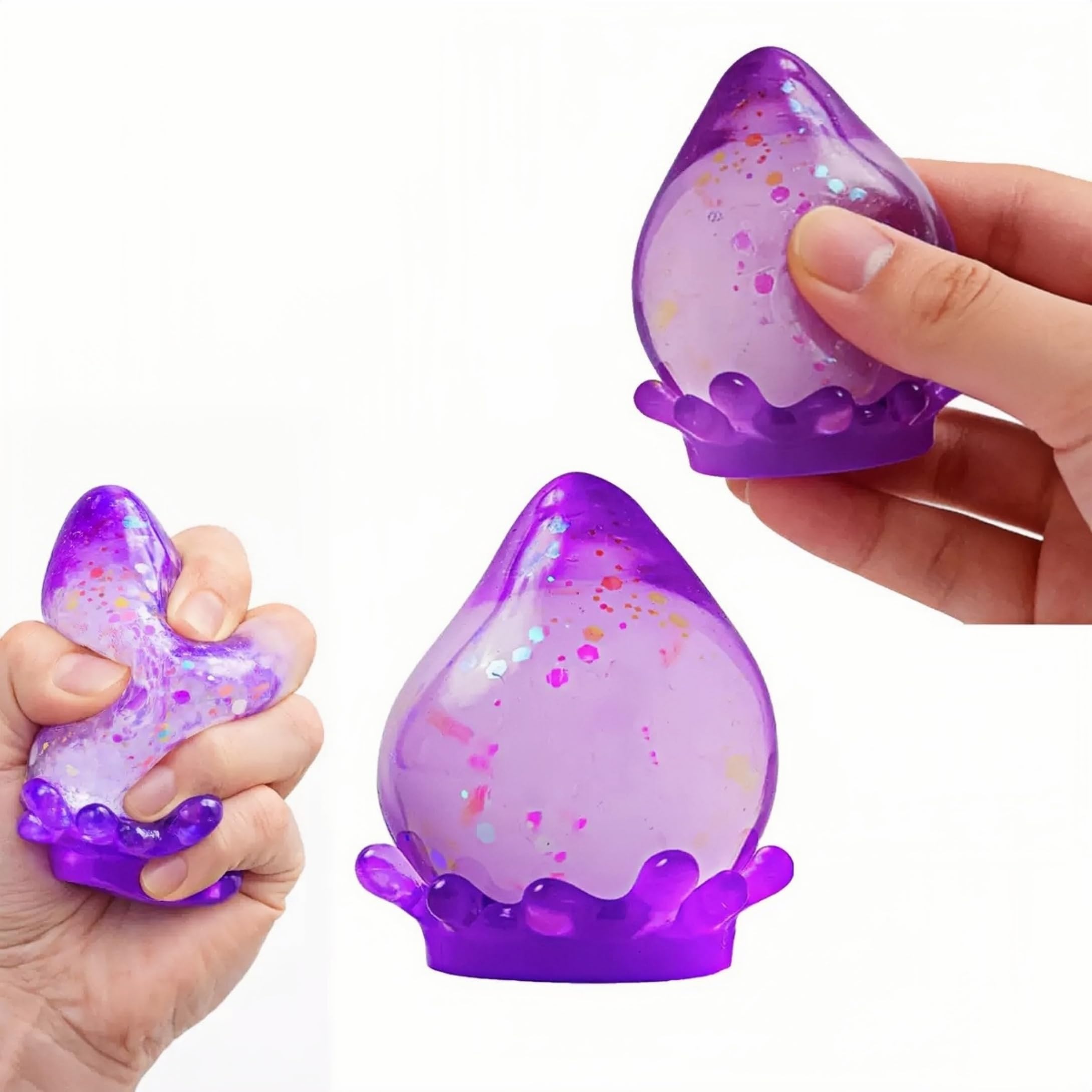 Water Drop Squeeze Toy, TPR Stress Relief Ball for Office Adults, Sensory Fidget Toy for Anxiety Relaxation (Purple)