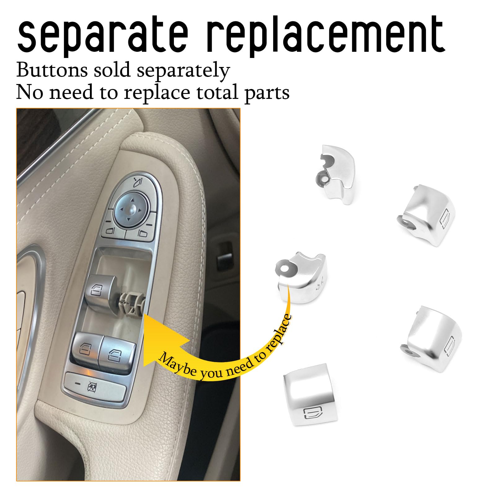 Copertura per pulsante di controllo del finestrino adatta per Mercedes-Benz Classe C W205 C200 C300 2015-2021 Classe GLC W253 GLC250 GLC300 2016-2022 pulsanti di sollevamento in vetro lato