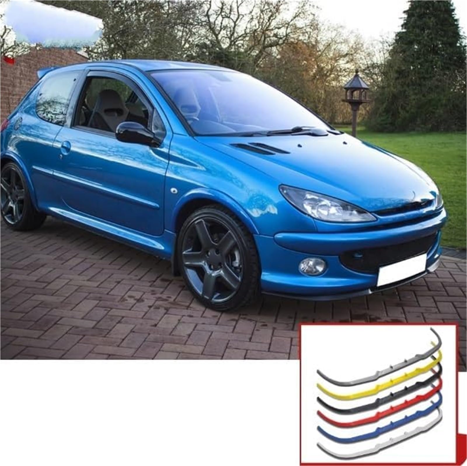 Becquet Avant for Peugeot 206 et Cupra R, kit de 3 pièces, becquet Universel (Blanc) Lame de Pare-Chocs Avant(Black Matte Black)