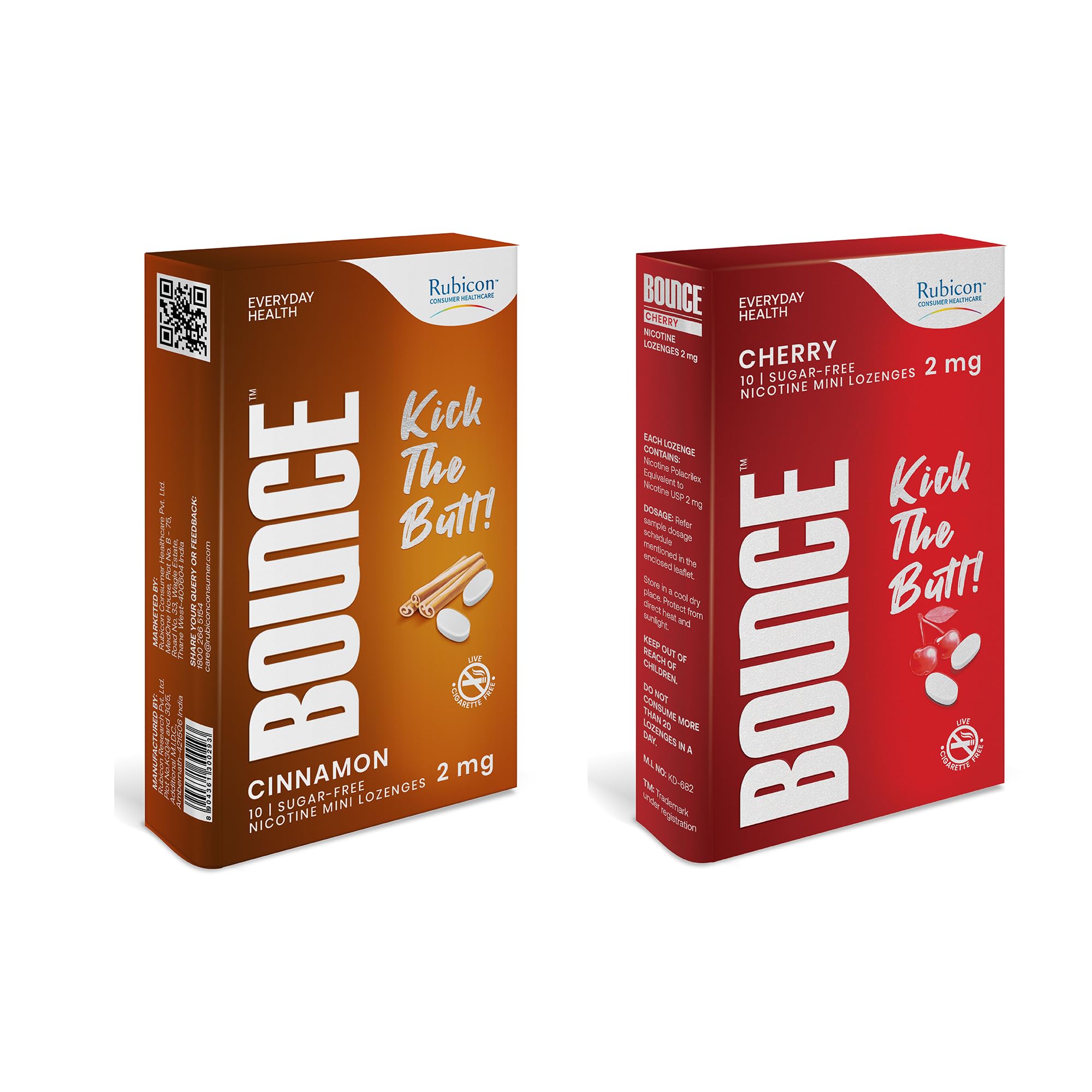 Rubicon BOUNCE Nicotine Mini Lozenge 2 Mg | Cinnamon + Cherry Flavour, Sugar Free | USFDA Approved | Helps Quit Smoking | 20 Packs of 10 Lozenges (10 Packs of Each Flavour) (B0C9TFVNVF) Amazon Price History, Amazon Price Tracker