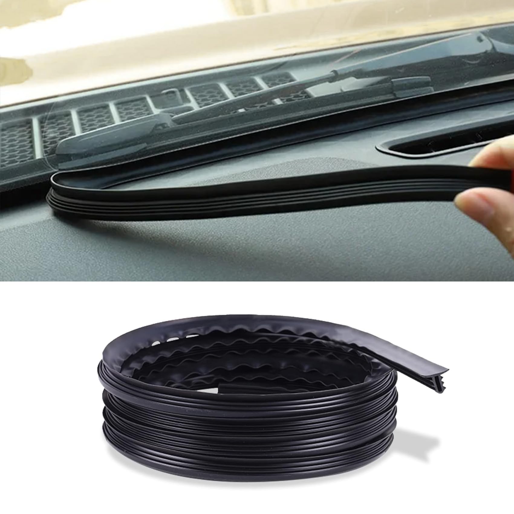 Car Dashboard Seal Strip, Car Windshield Trim Seal Strip for Dashboard, 5.25Ft Rubber Seal Protector Guard Strip, Universal Cuttable Automotive Weather Stripping Fits Car Truck SUV