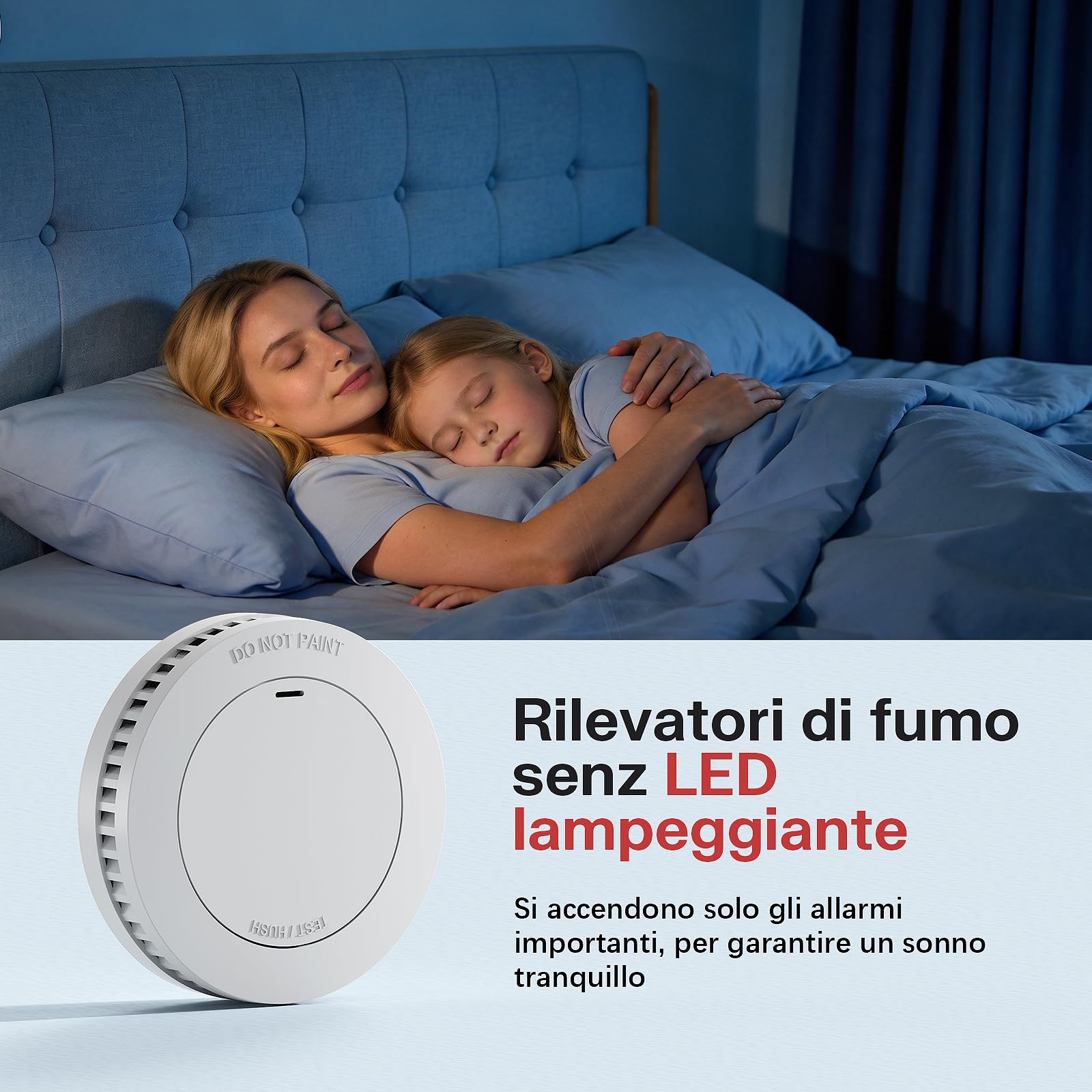 RUNIDUR Mini Set di Rilevatori di Fumo con Batteria da 10 Anni, Rilevatore di Incendio Senza Falsi Allarmi, Rilevatore di Incendio Piatto da Incollare Senza Forare, Bianco, Confezione da 3
